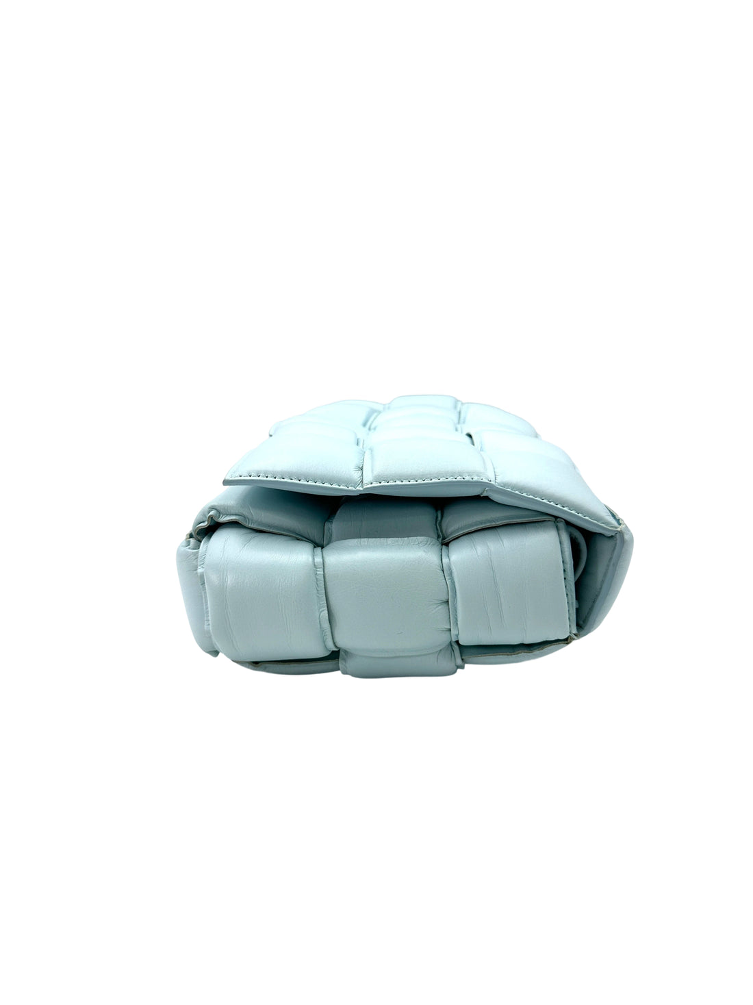 Bottega Veneta Padded Cassette Light Blue Leather Shoulder Bag BV128