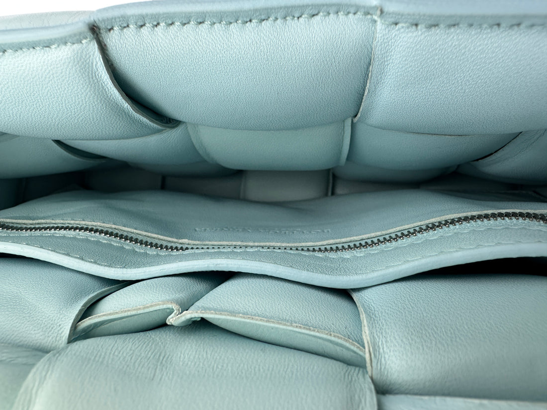 Bottega Veneta Padded Cassette Light Blue Leather Shoulder Bag BV128