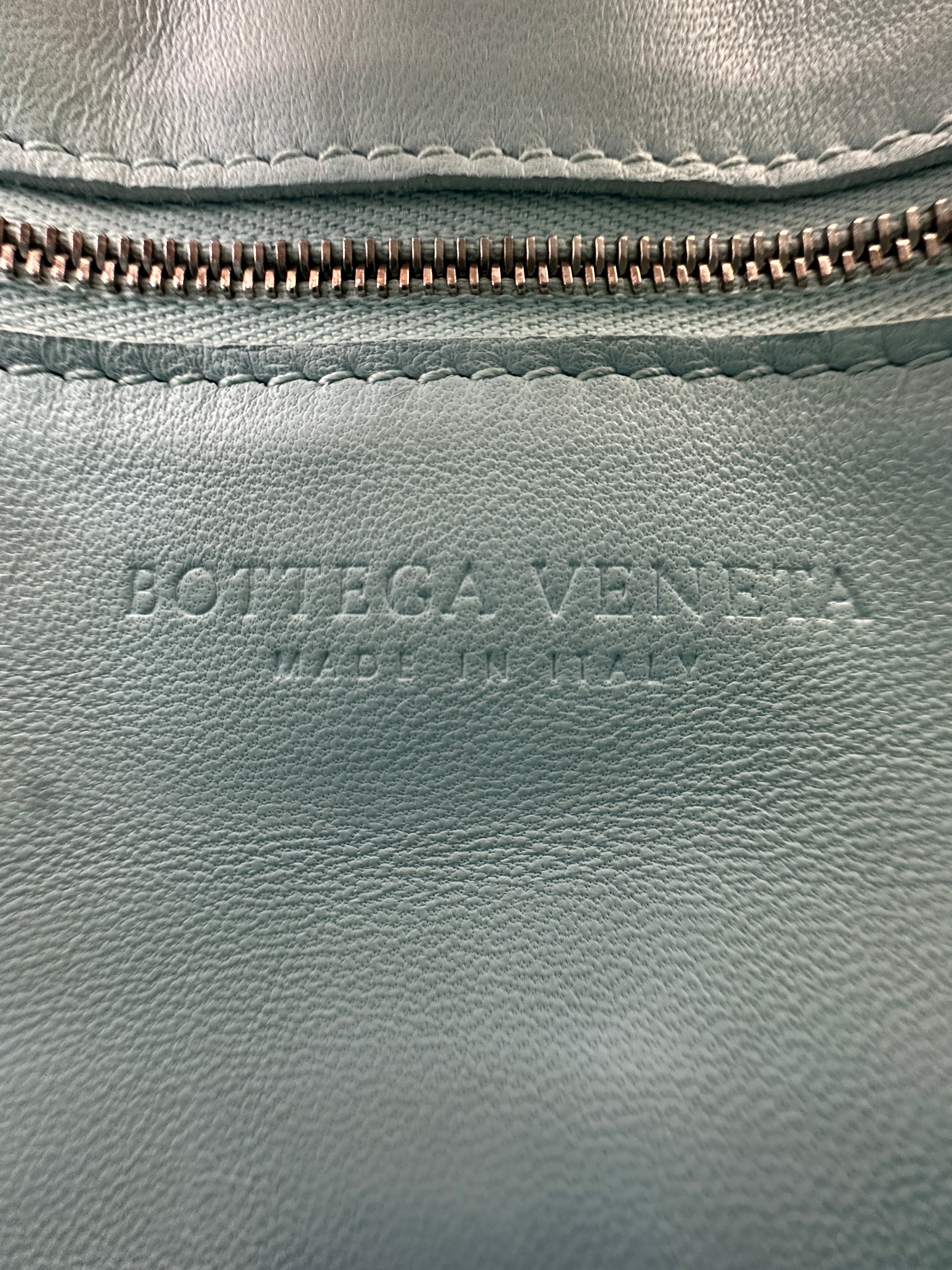Bottega Veneta Padded Cassette Light Blue Leather Shoulder Bag BV128