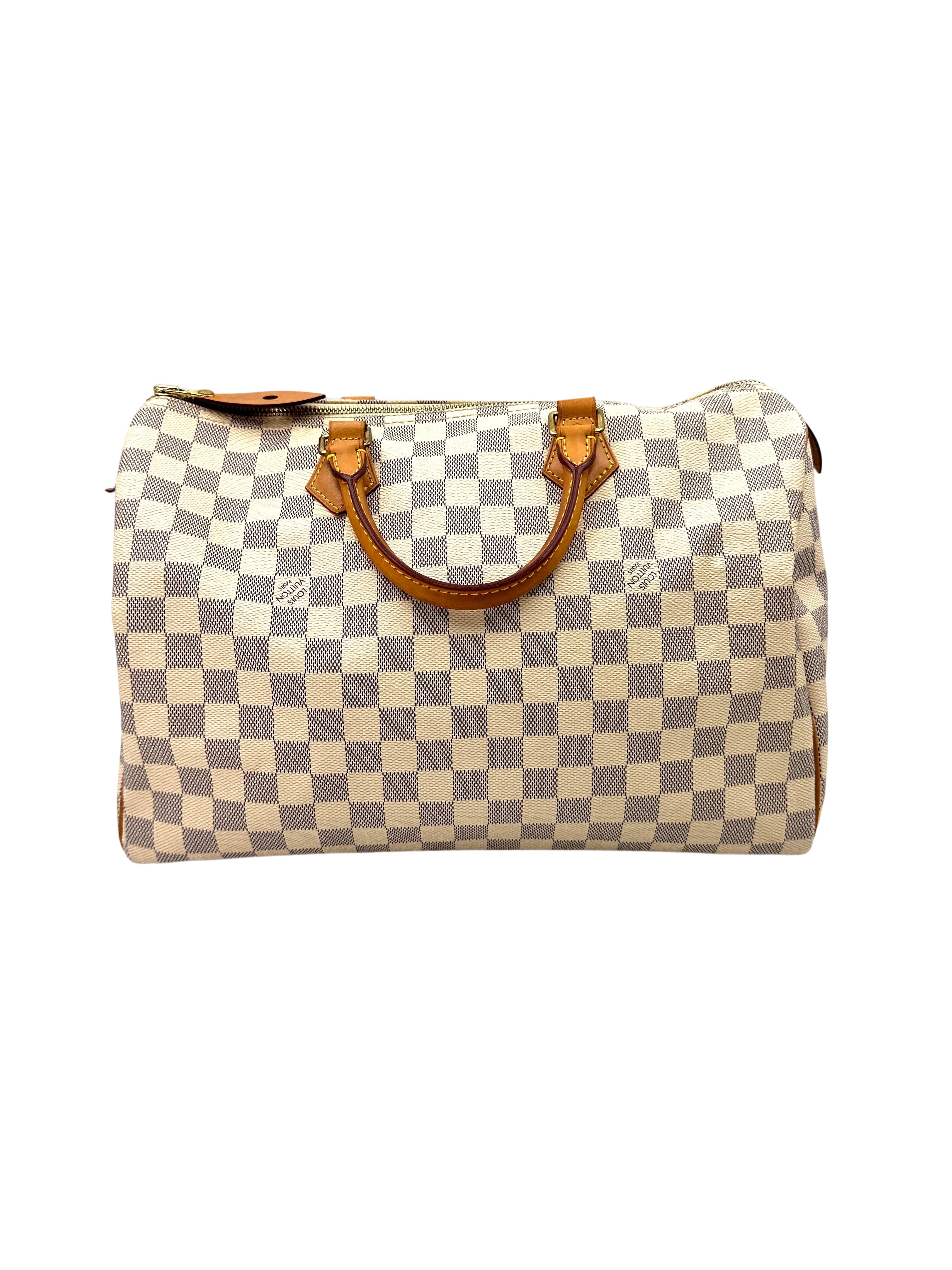 Louis Vuitton Speedy35 Damier Azur White Checkered Handle Bag LV2558