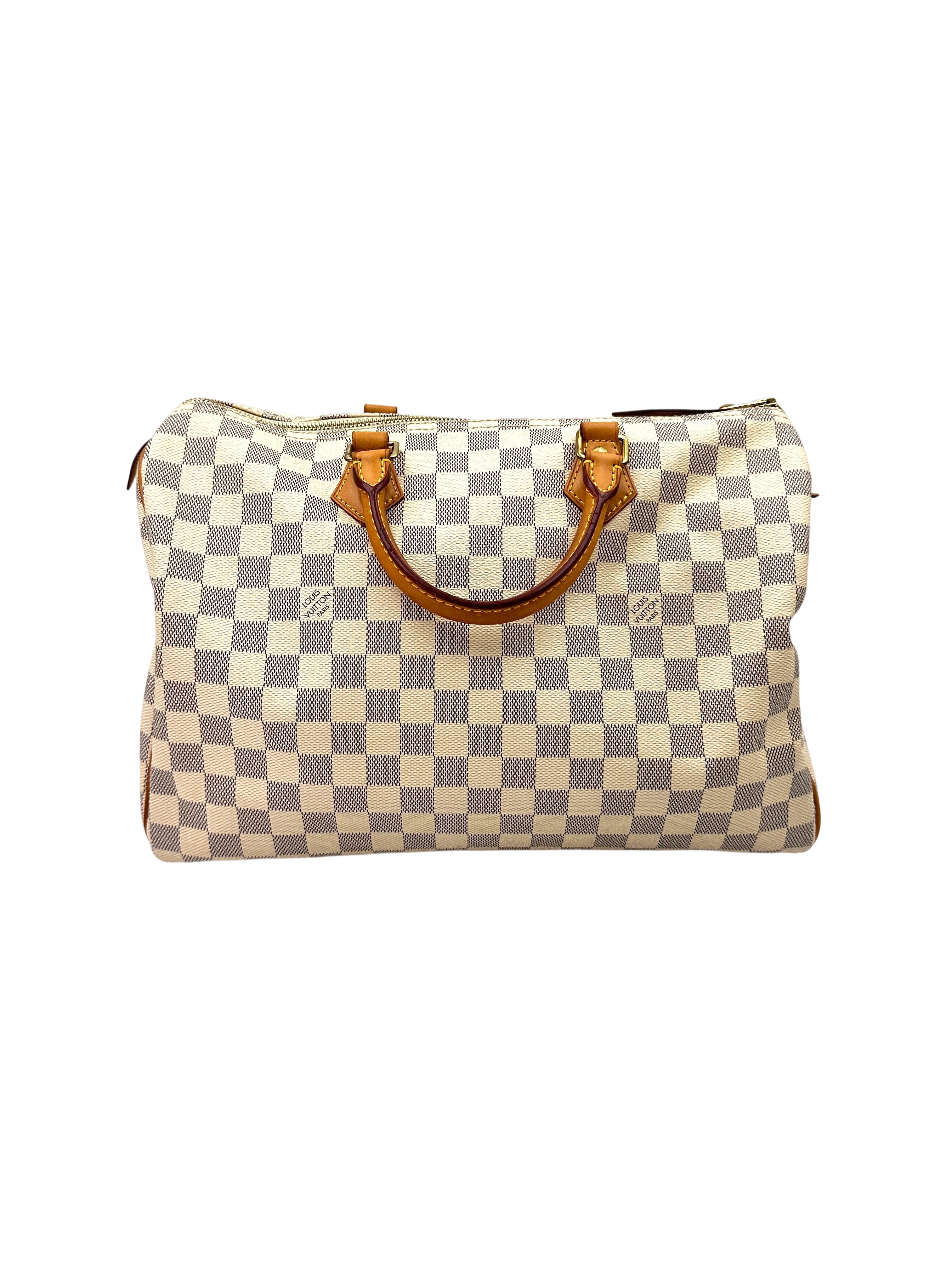 Louis Vuitton Speedy35 Damier Azur White Checkered Handle Bag LV2558