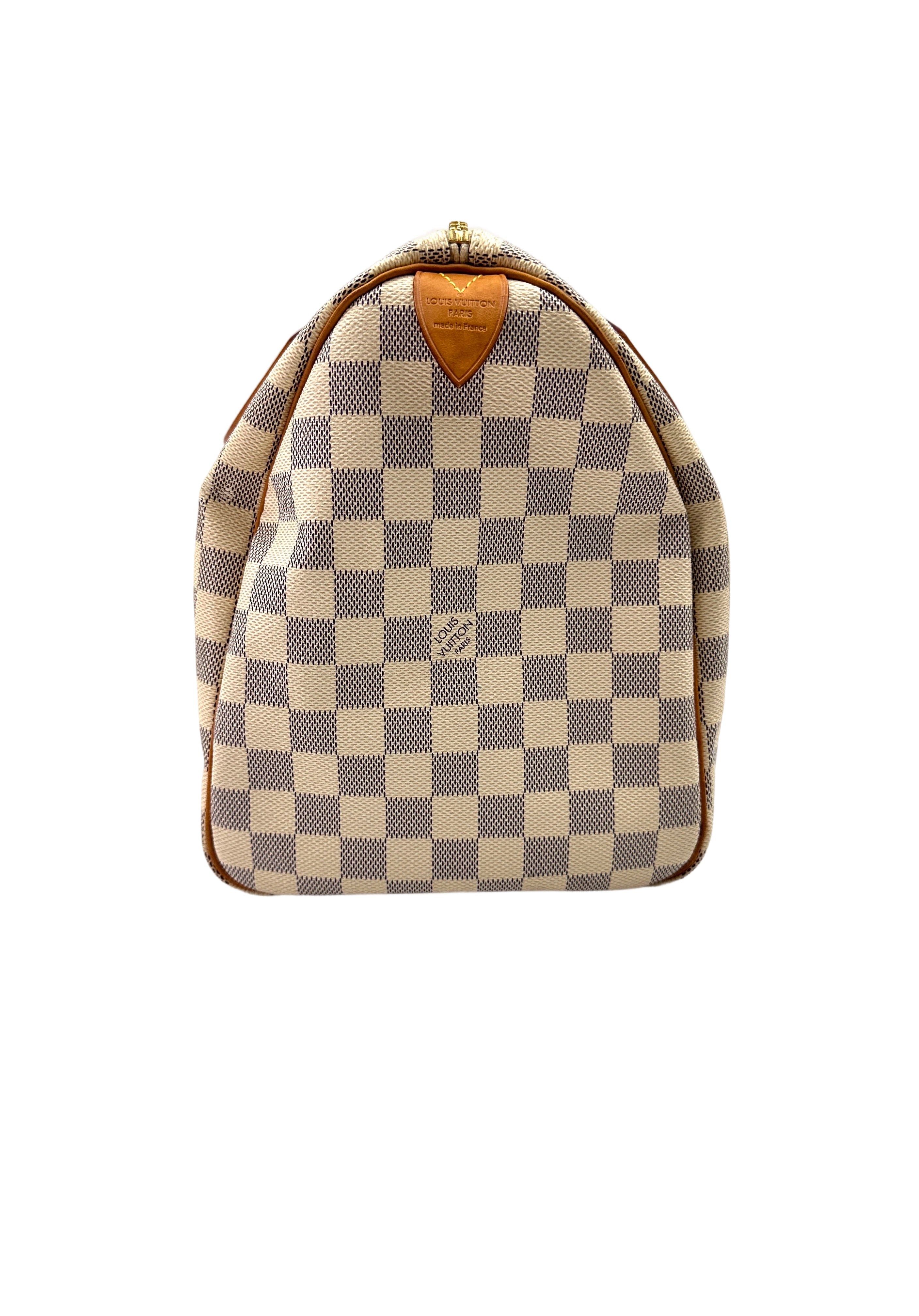 Louis Vuitton Speedy35 Damier Azur White Checkered Handle Bag LV2558