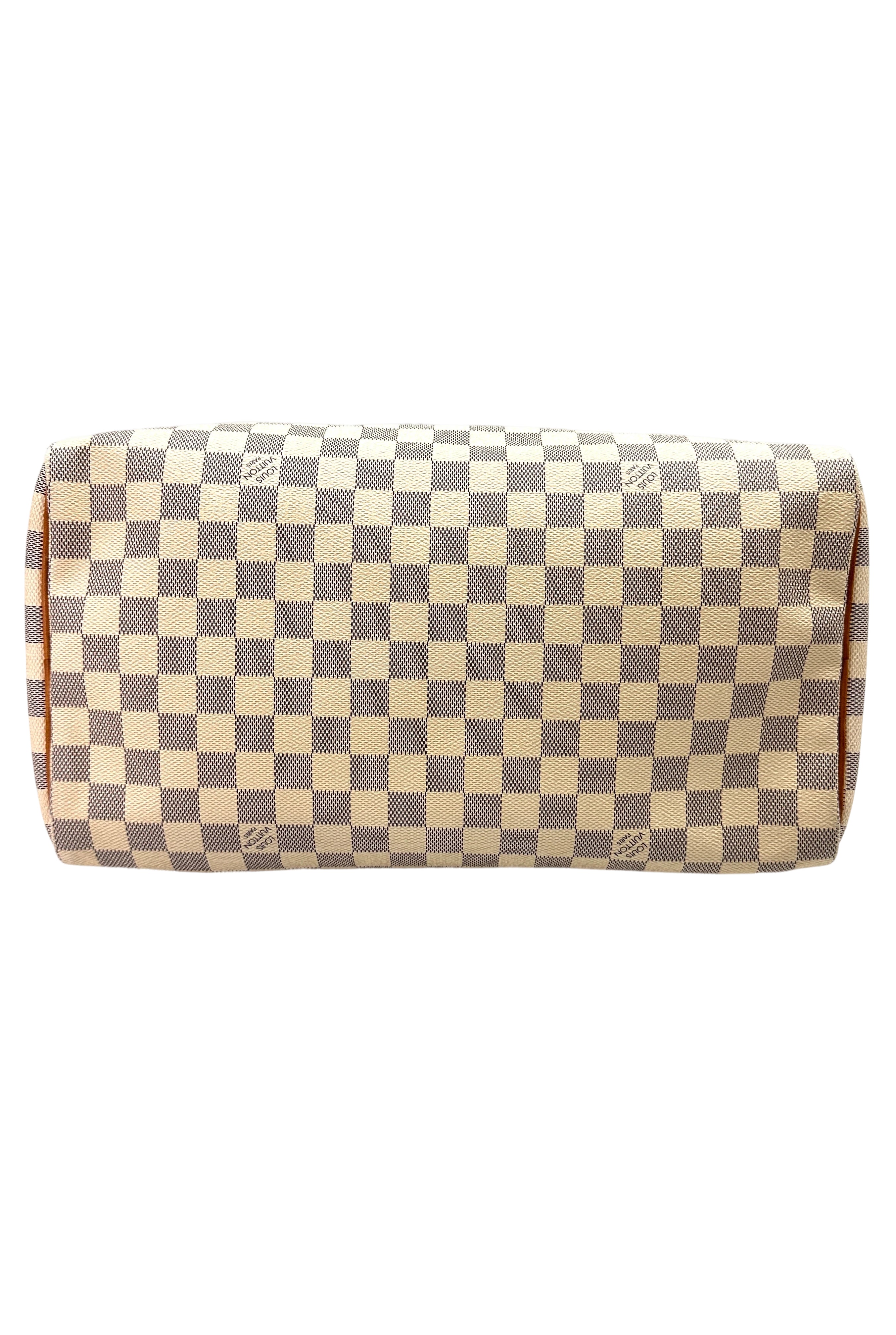 Louis Vuitton Speedy35 Damier Azur White Checkered Handle Bag LV2558