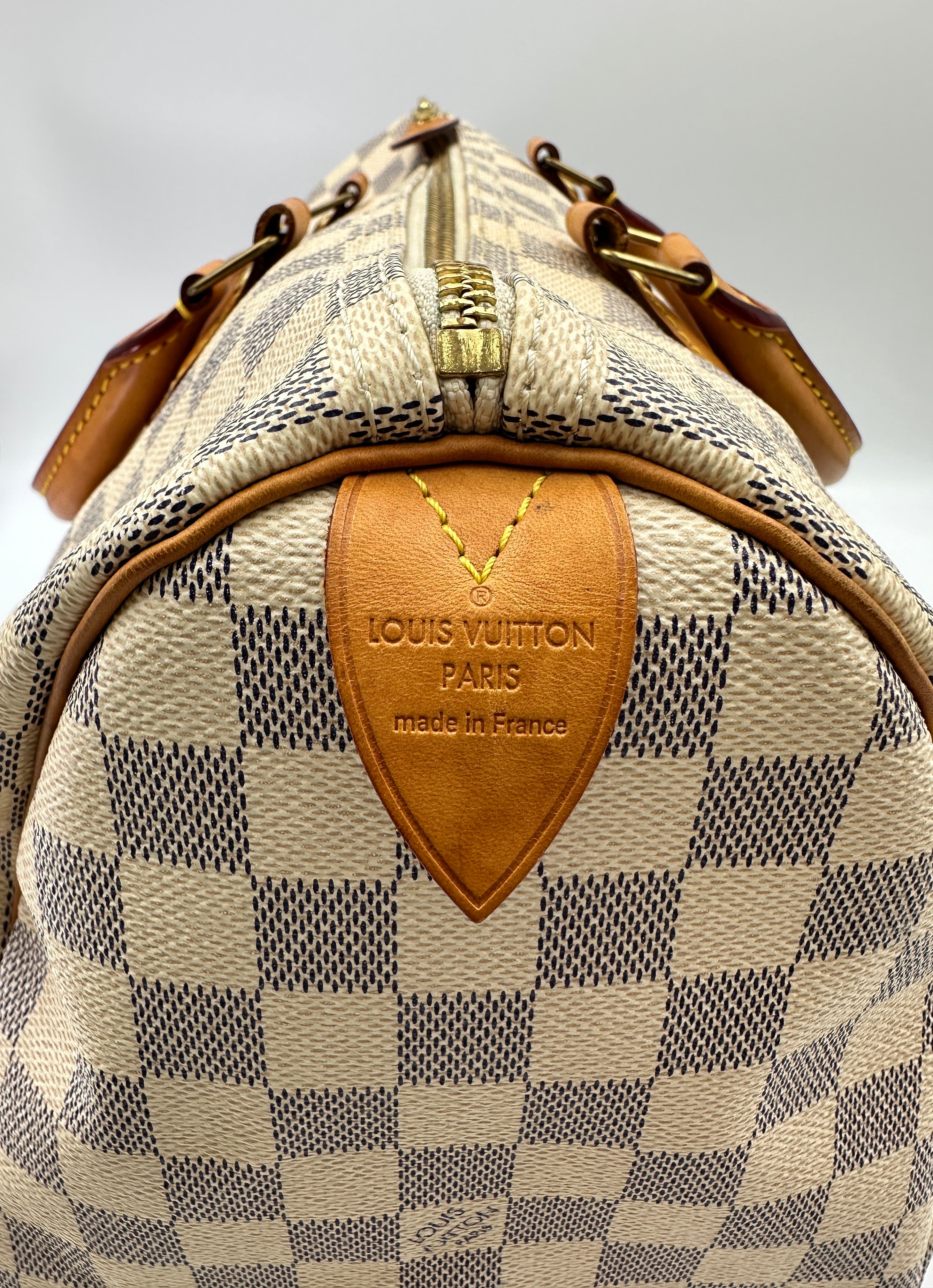Louis Vuitton Speedy35 Damier Azur White Checkered Handle Bag LV2558