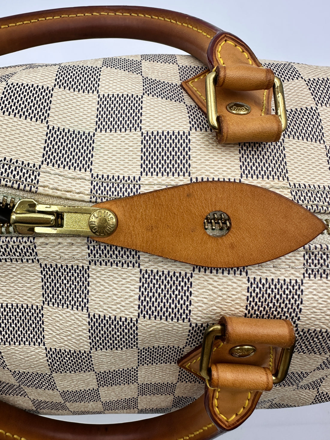 Louis Vuitton Speedy35 Damier Azur White Checkered Handle Bag LV2558