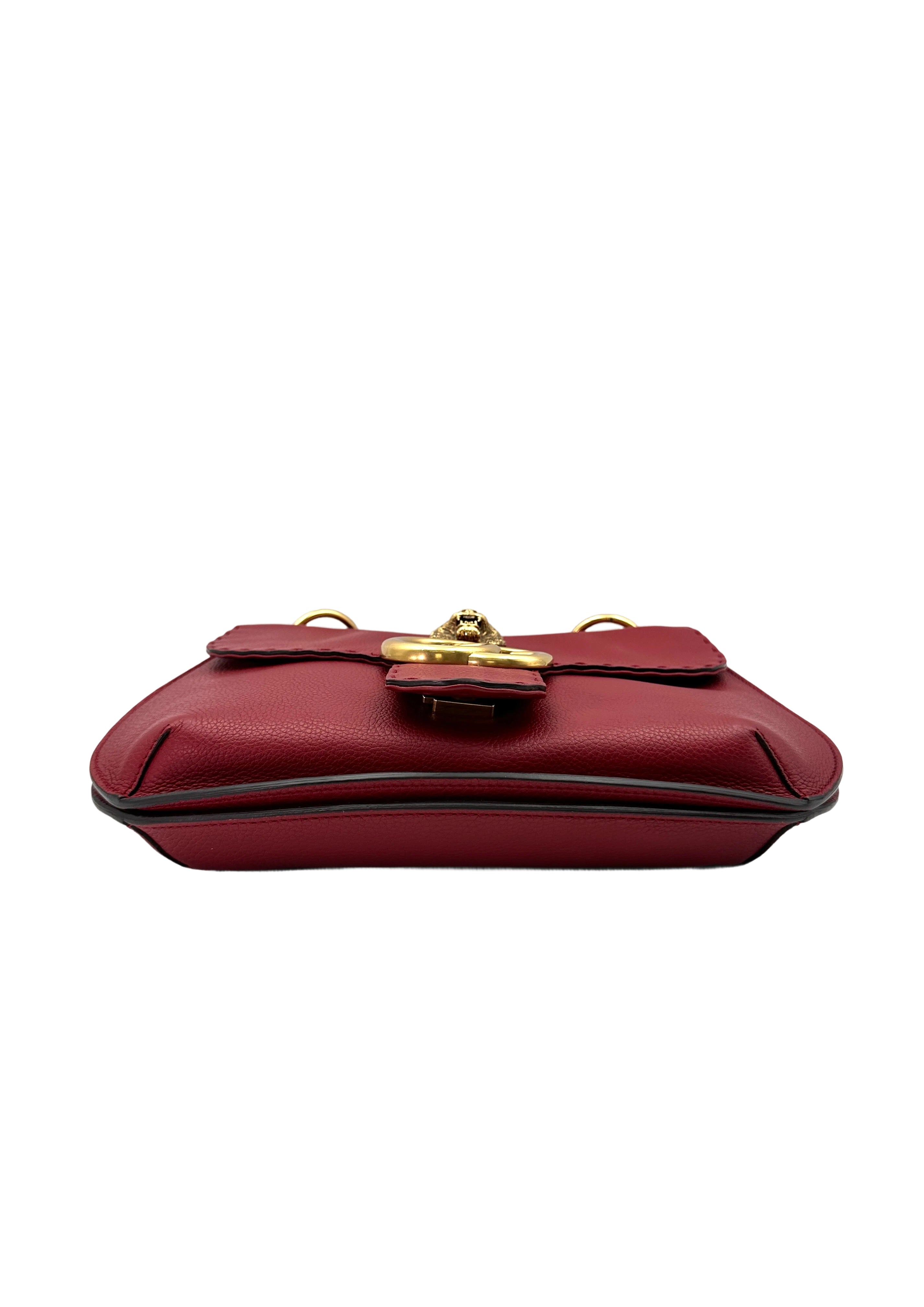 Gucci GG Marmont Animalier Tiger Handle Red Leather Shoulder Bag GG903