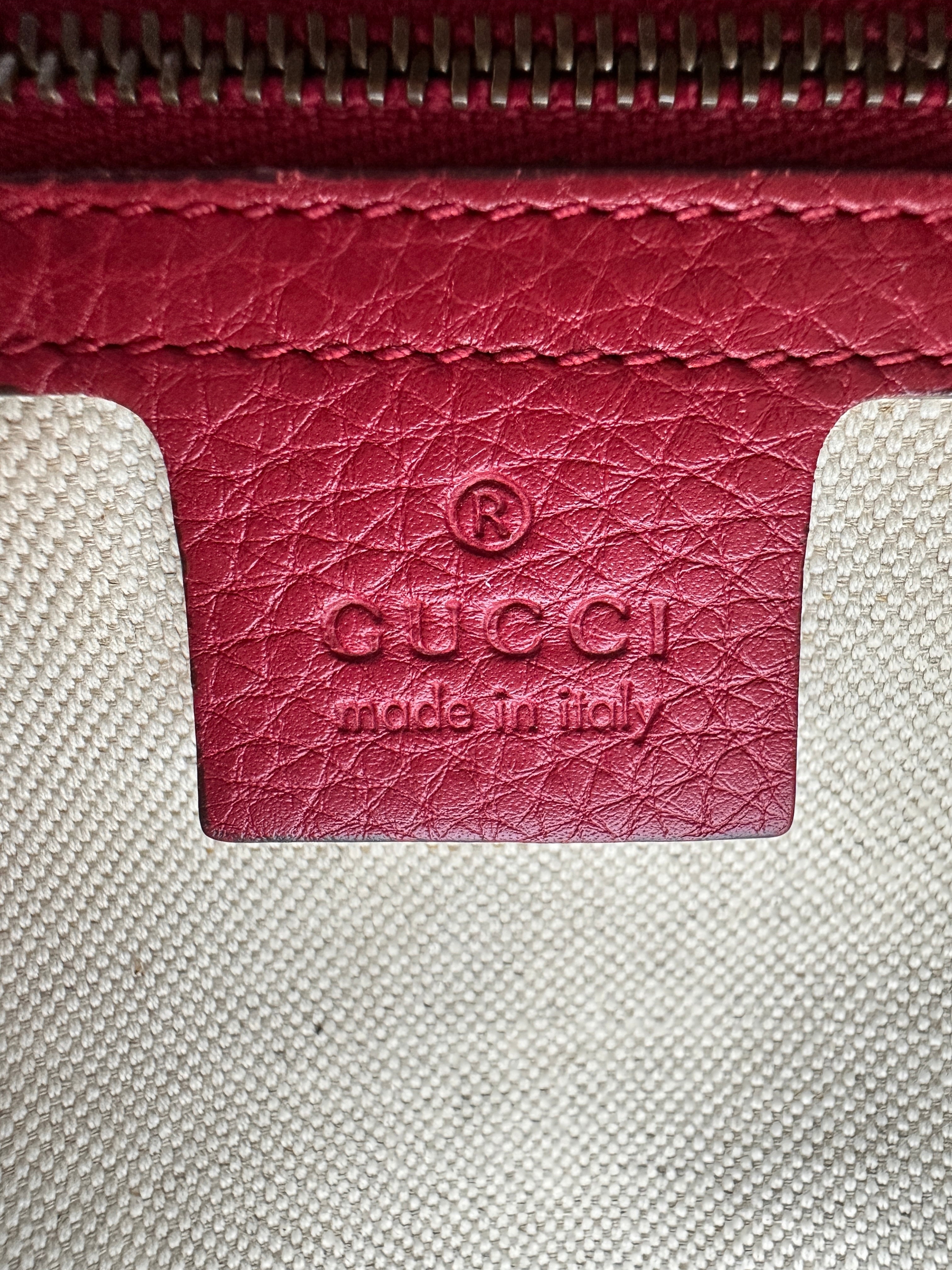Gucci GG Marmont Animalier Tiger Handle Red Leather Shoulder Bag GG903