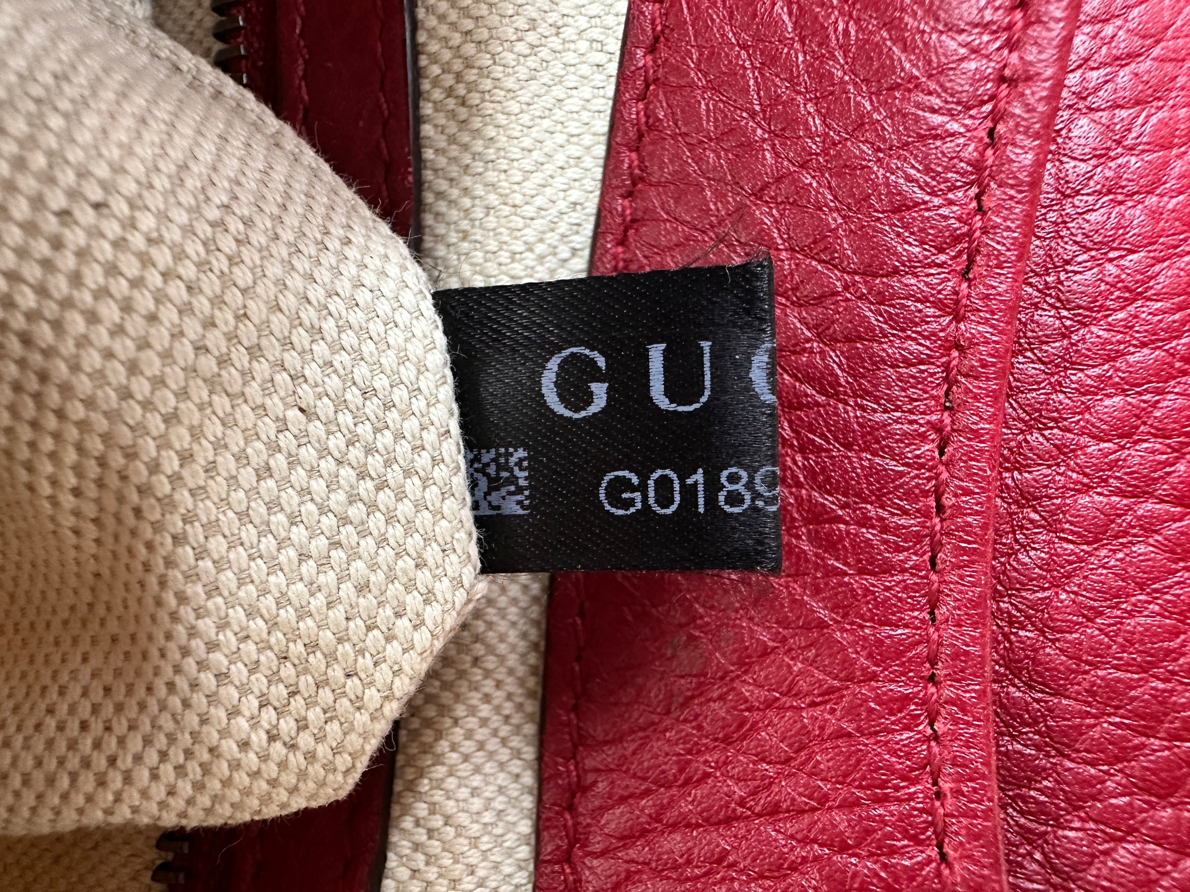 Gucci GG Marmont Animalier Tiger Handle Red Leather Shoulder Bag GG903