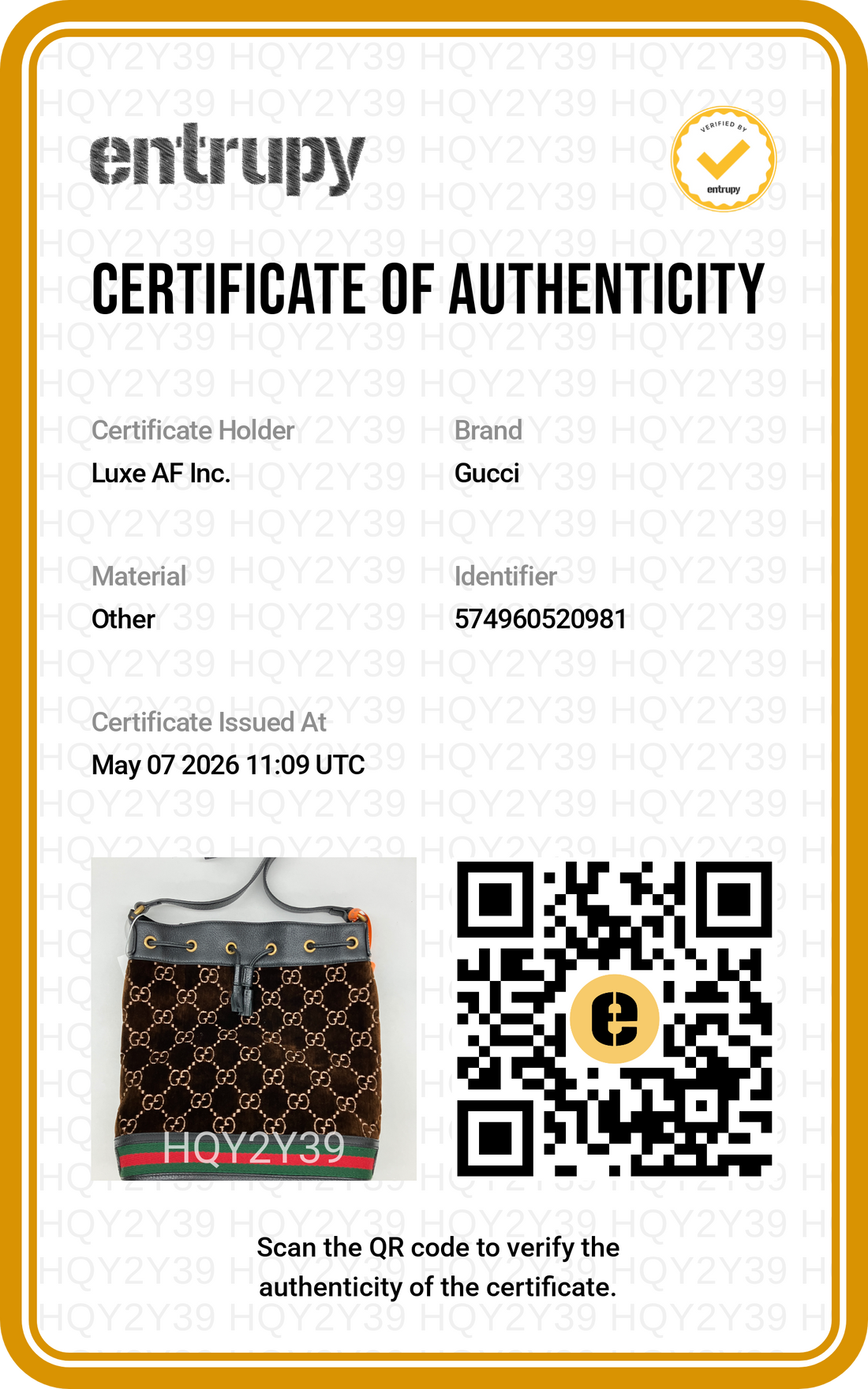 Gucci Ophidia GG Brown Velvet Bucket Bag GG905