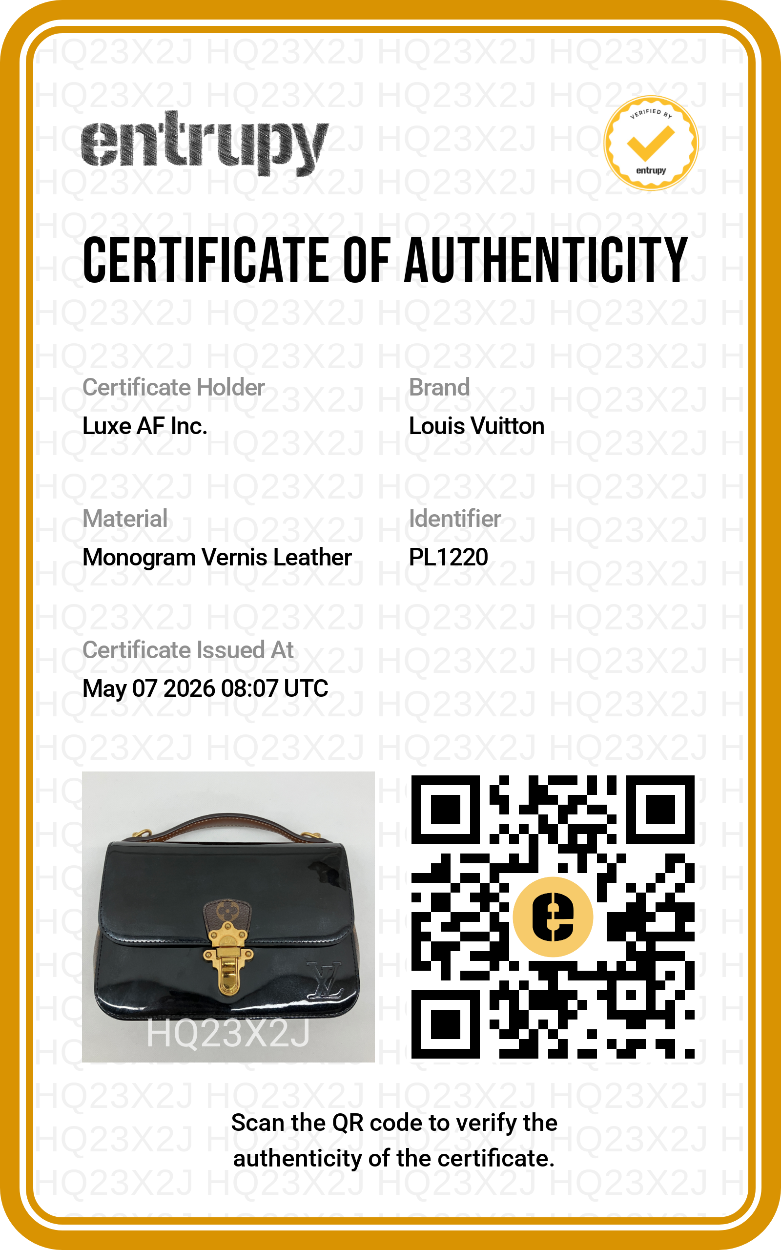 Louis Vuitton Cherrywood Black Monogram Vernis Handle Bag LV2688