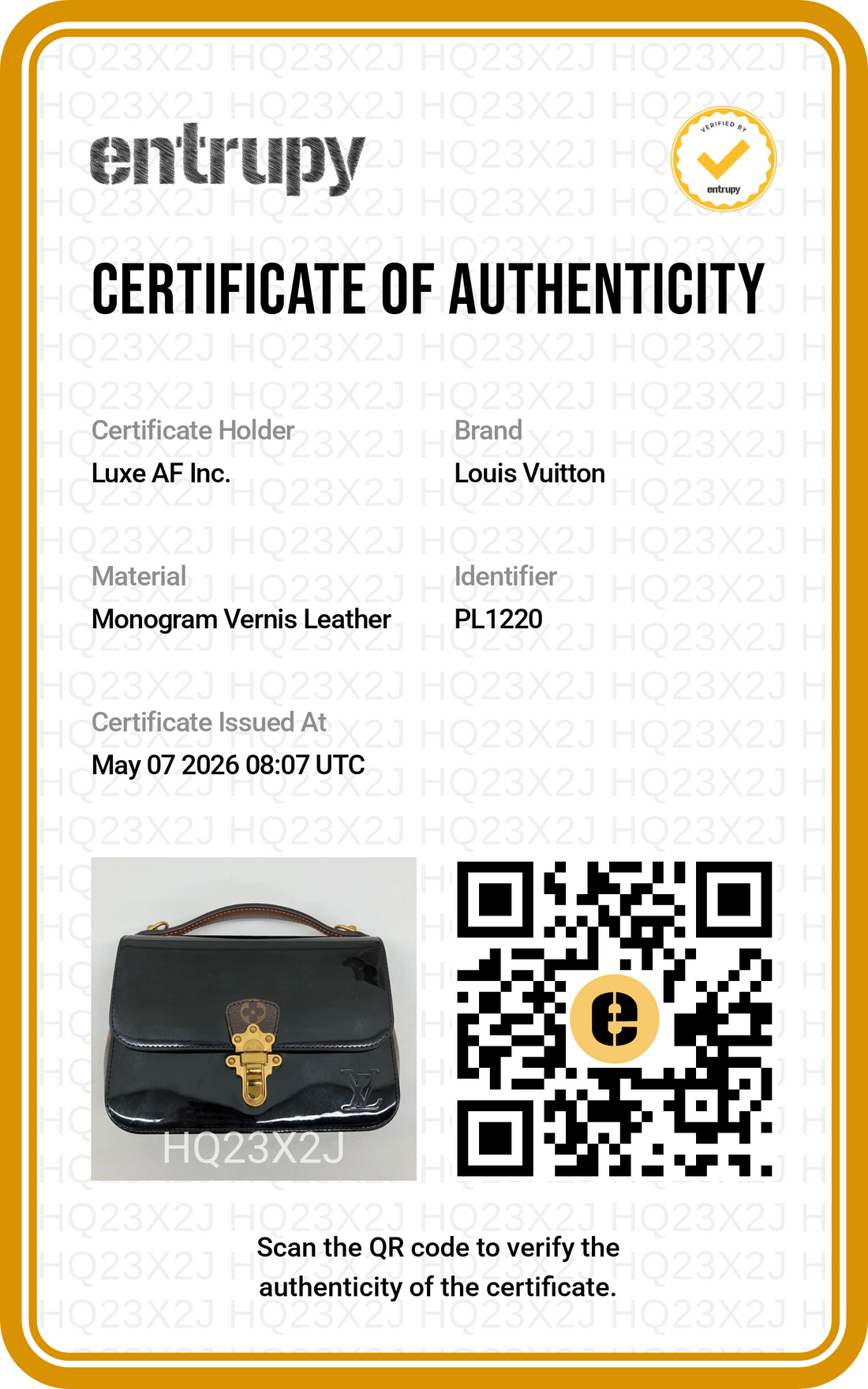 Louis Vuitton Cherrywood Black Monogram Vernis Handle Bag LV2688