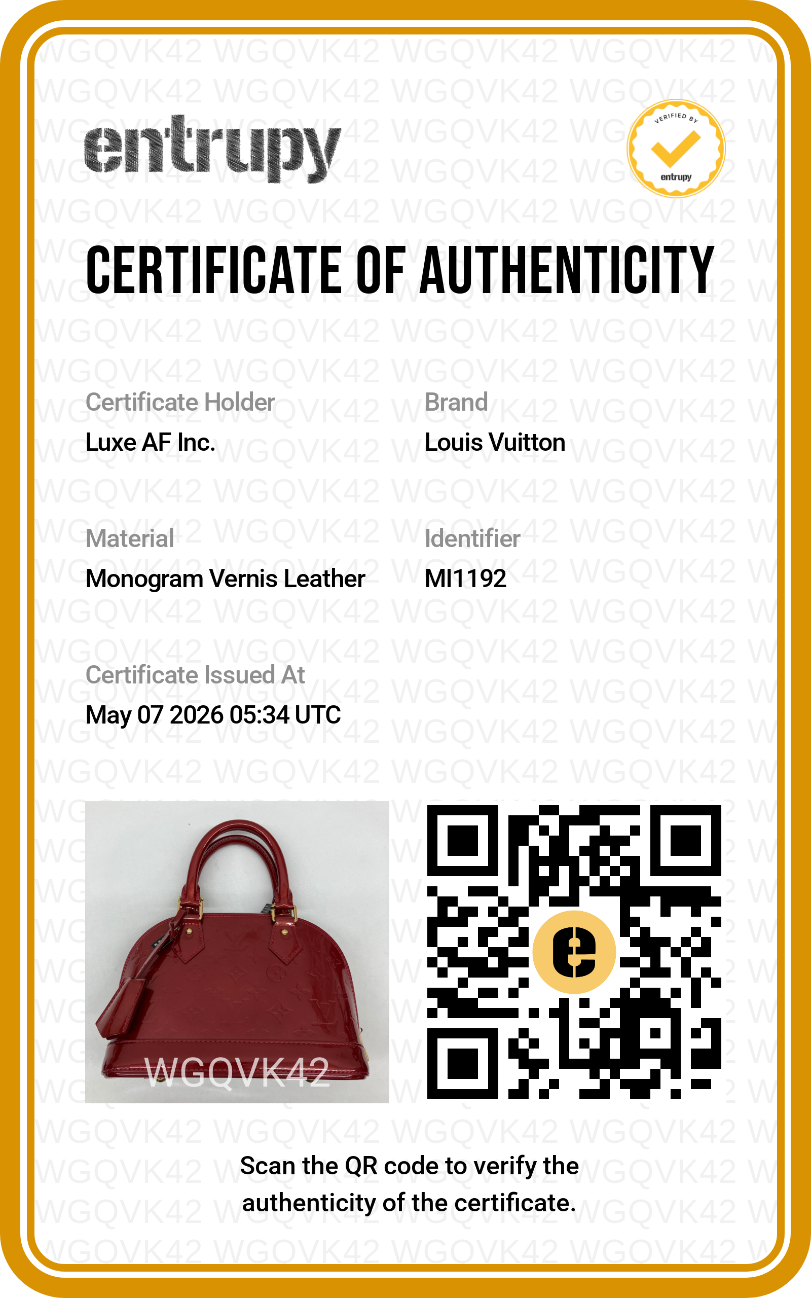 Louis Vuitton Alma BB Red Monogram Vernis Handle Bag LV2554