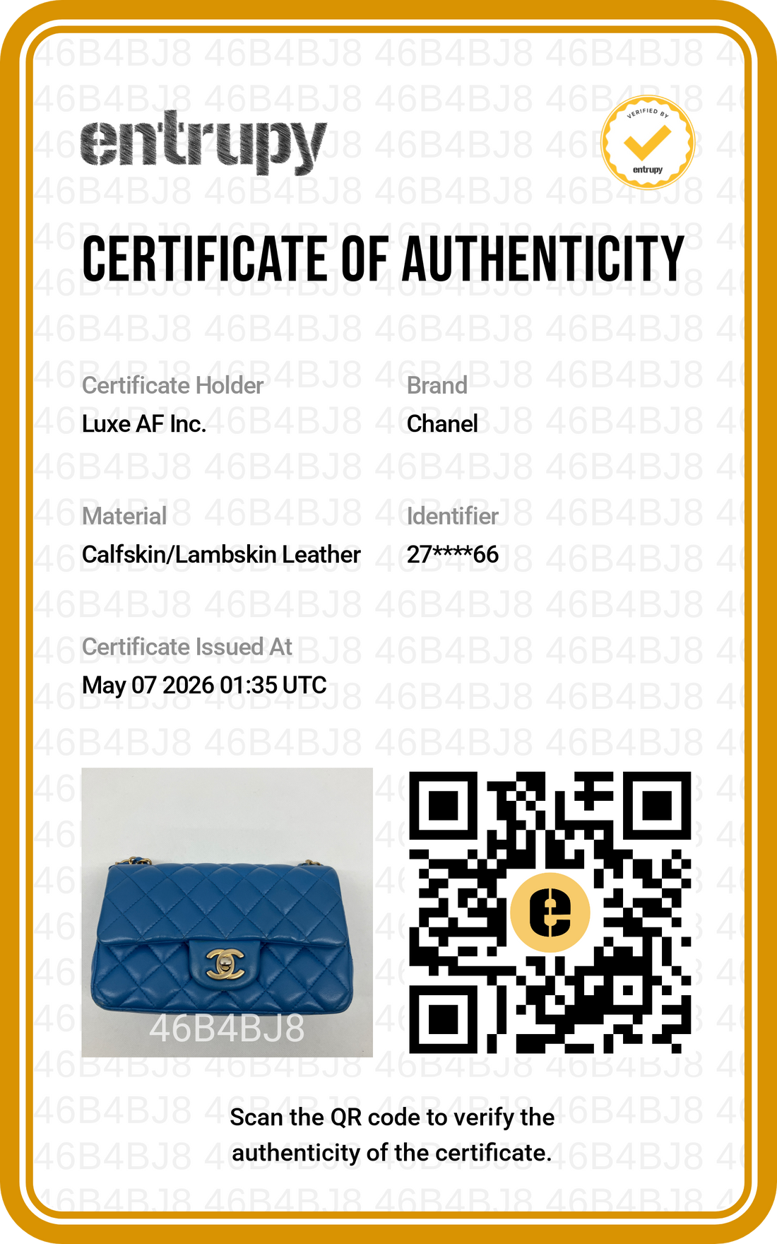 Chanel Classic Flap Blue Quilted Leather Shoulder Bag With Gold Buckle(27***66) CC1889