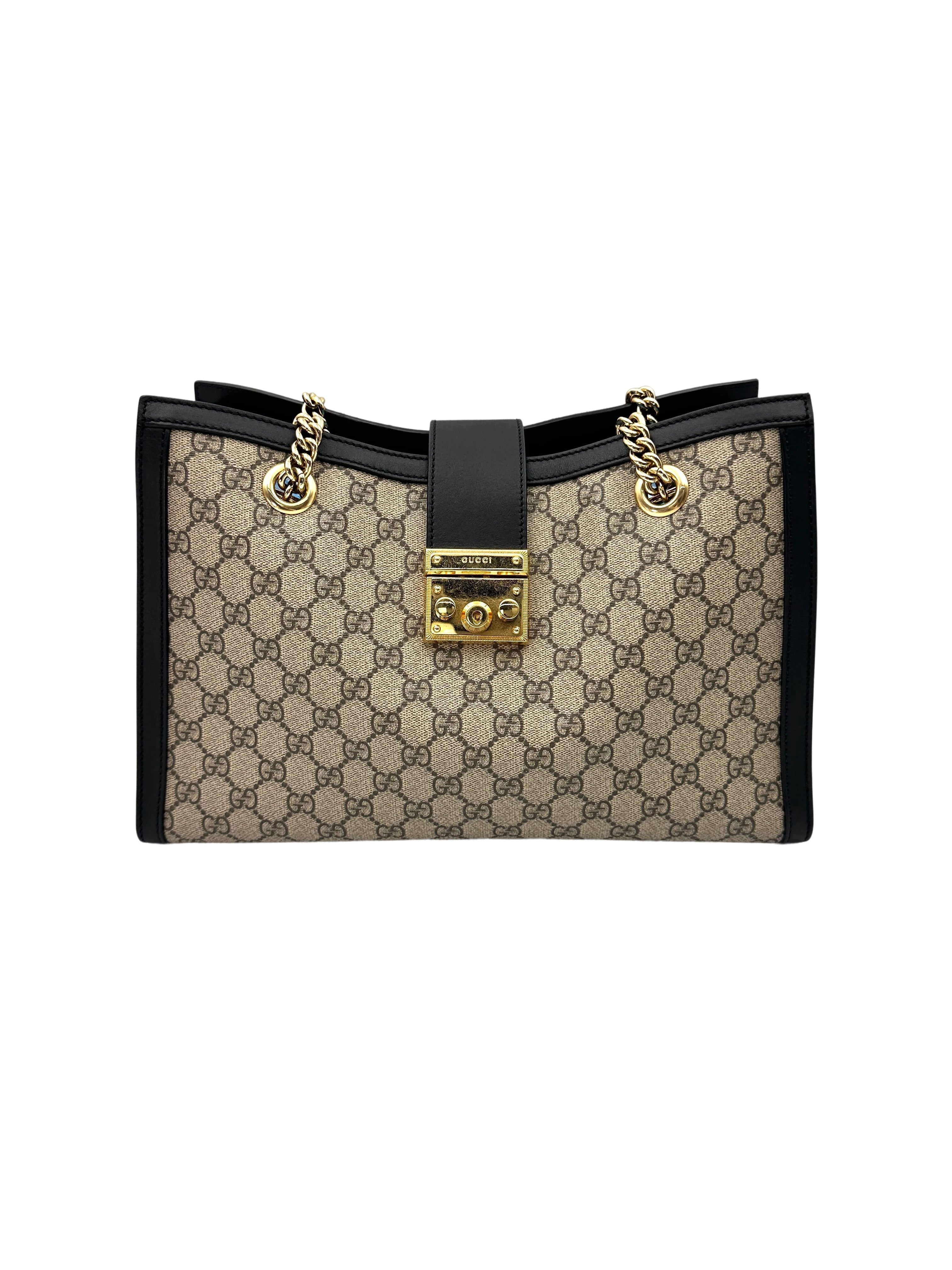 Gucci Padlock GG Supreme Shoulder Bag With Black Trim GG904