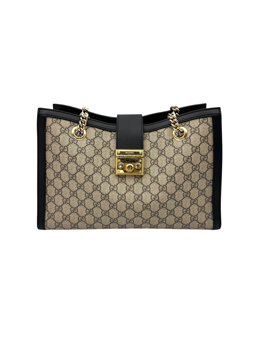 Gucci Padlock GG Supreme Shoulder Bag With Black Trim GG904