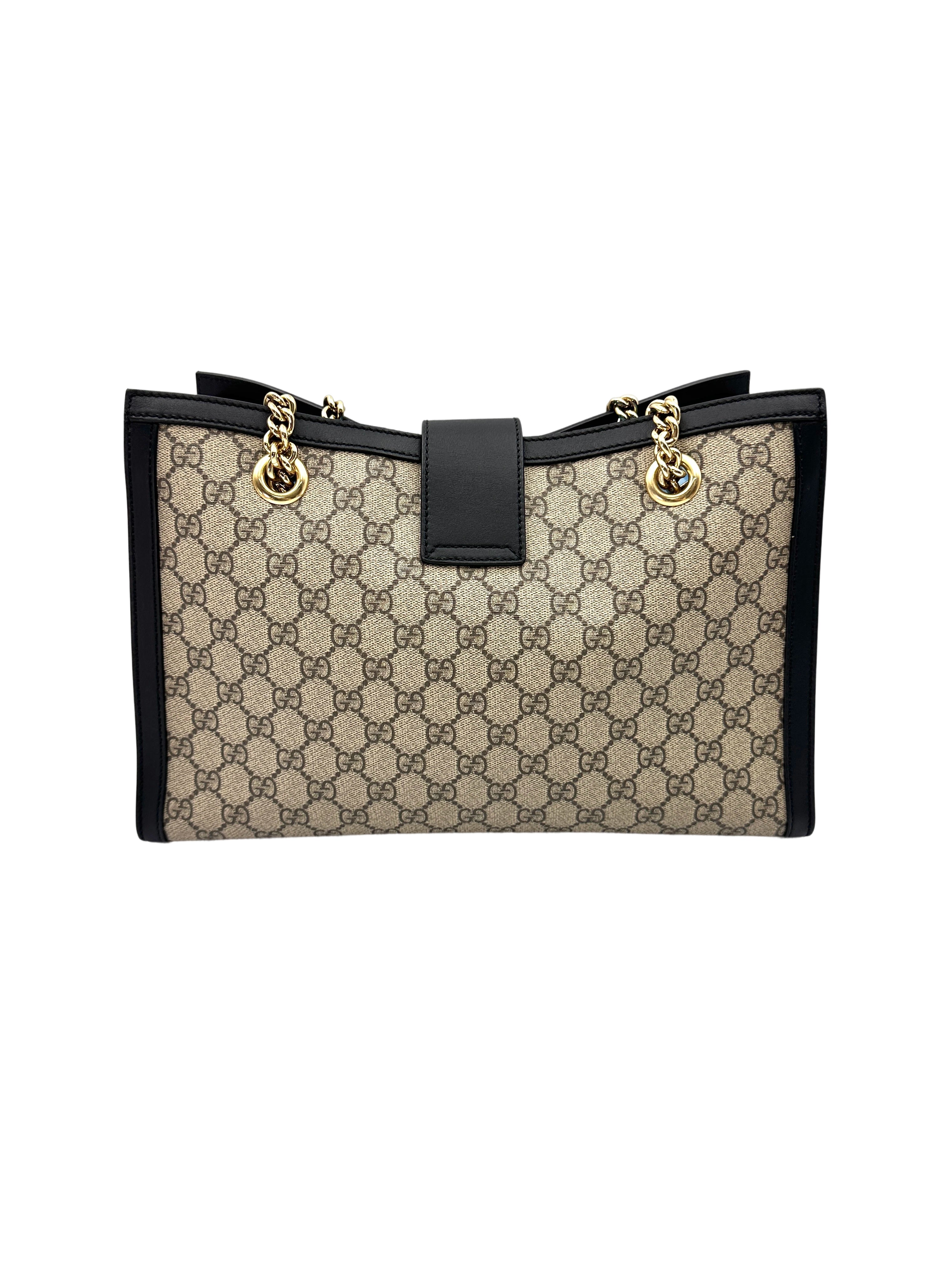 Gucci Padlock GG Supreme Shoulder Bag With Black Trim GG904