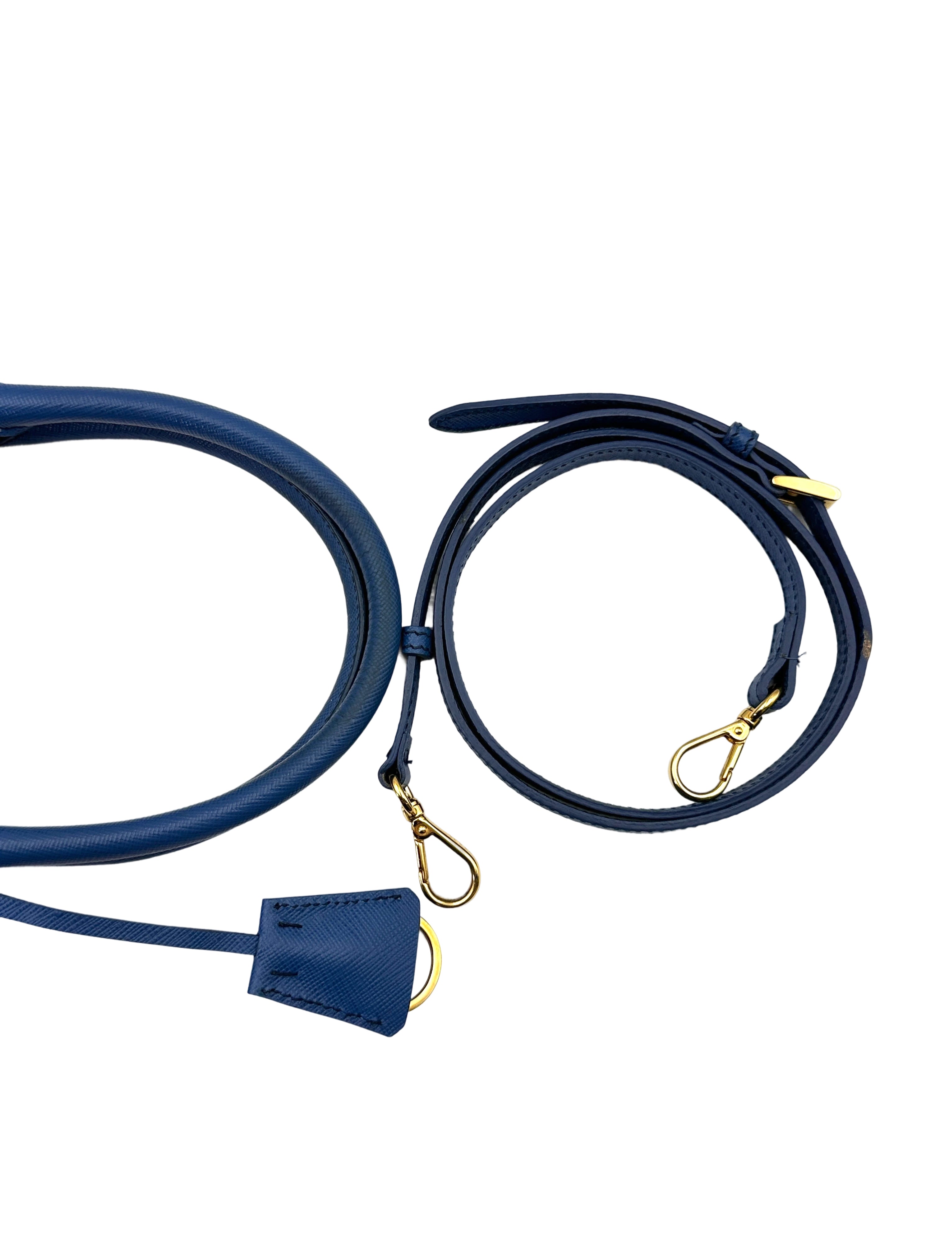 Prada Promenade Blue Saffiano Lux Small Size Handle Bag PR299