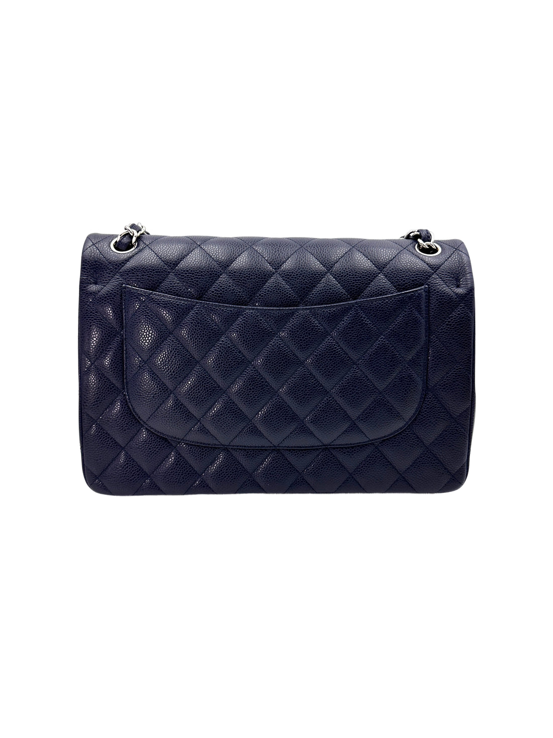 Chanel Classic Flap Navy Quilted Leather Jumbo Flap Bag With Silver Buckle(19***93) CC1870