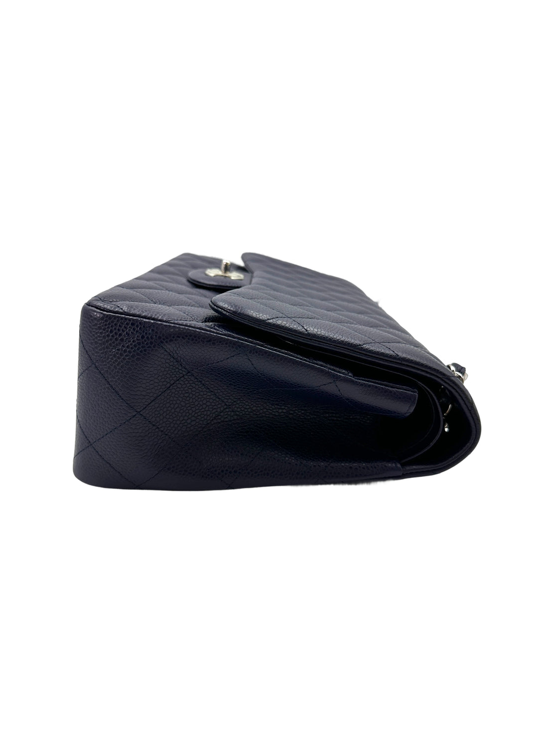 Chanel Classic Flap Navy Quilted Leather Jumbo Flap Bag With Silver Buckle(19***93) CC1870