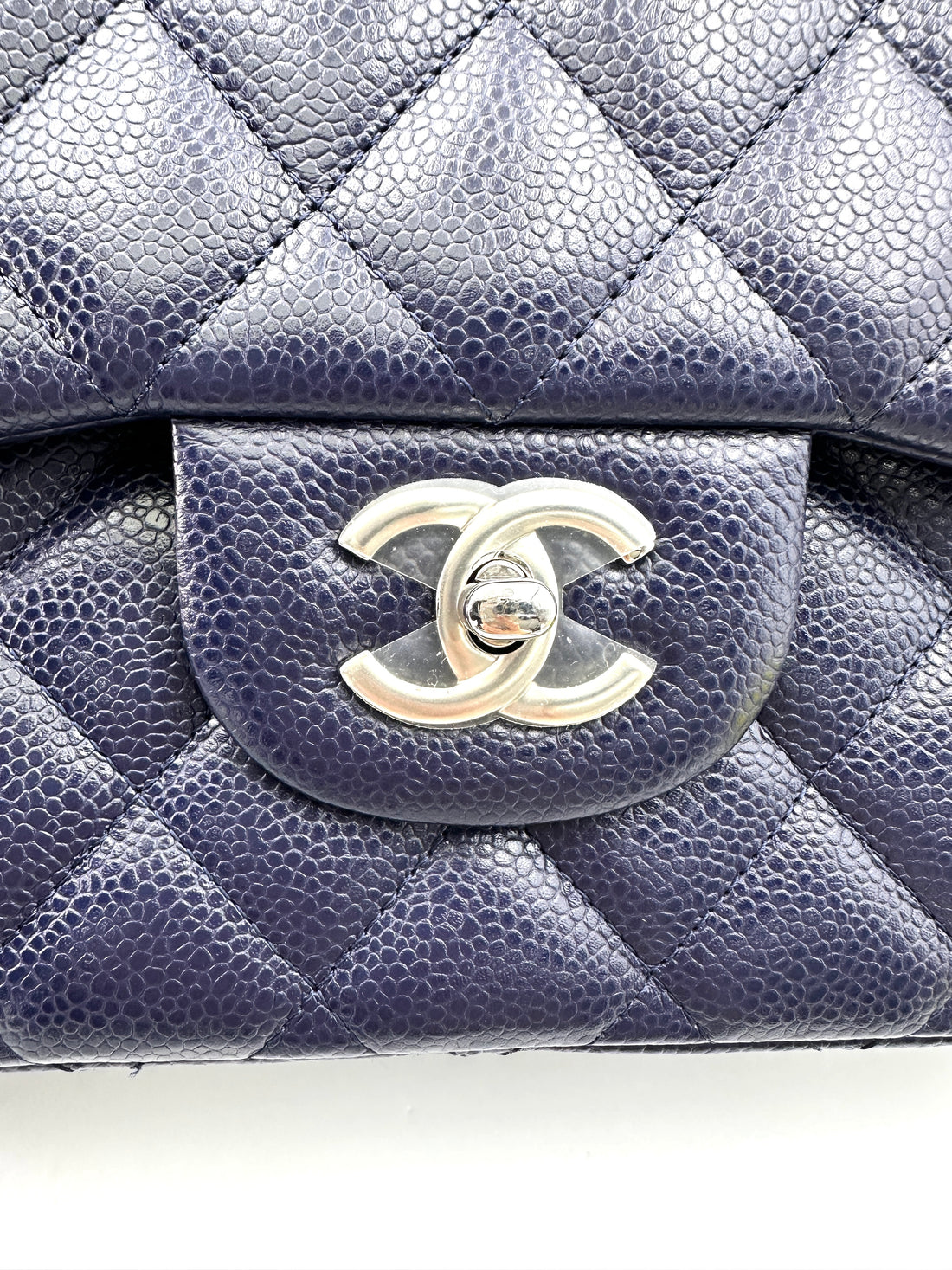 Chanel Classic Flap Navy Quilted Leather Jumbo Flap Bag With Silver Buckle(19***93) CC1870