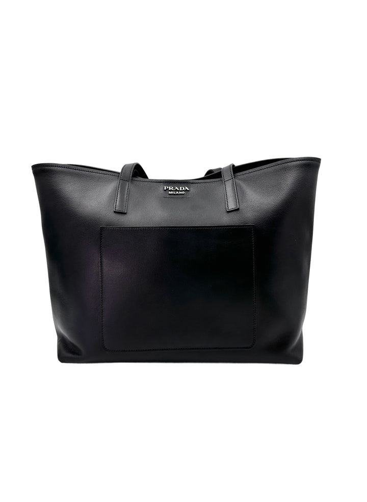 Prada Black Leather Shopping Tote Handle Bag IRIS204