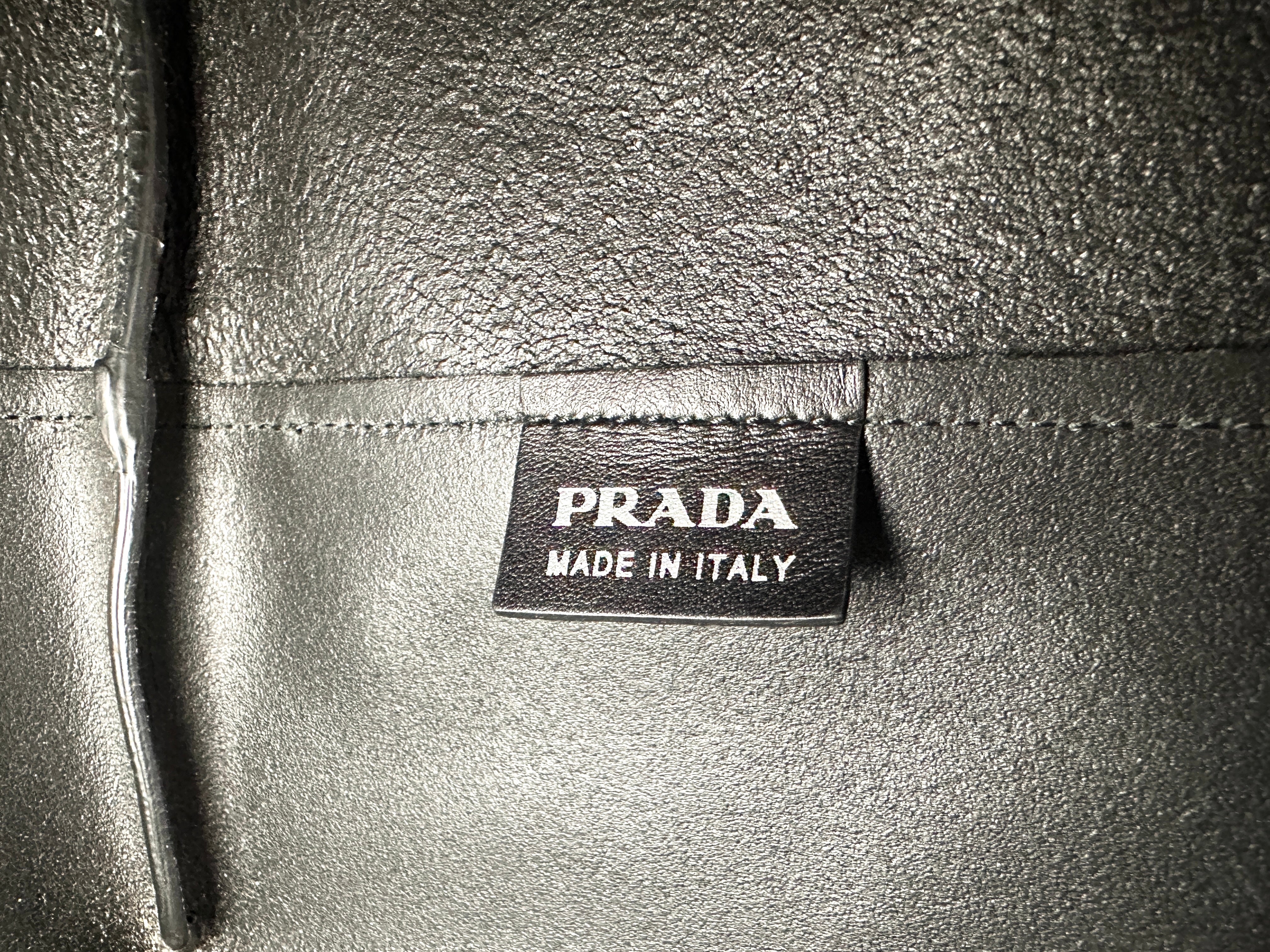Prada Black Leather Shopping Tote Handle Bag IRIS204