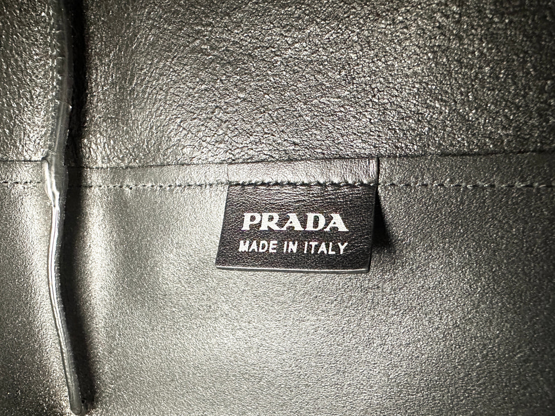 Prada Black Leather Shopping Tote Handle Bag IRIS204