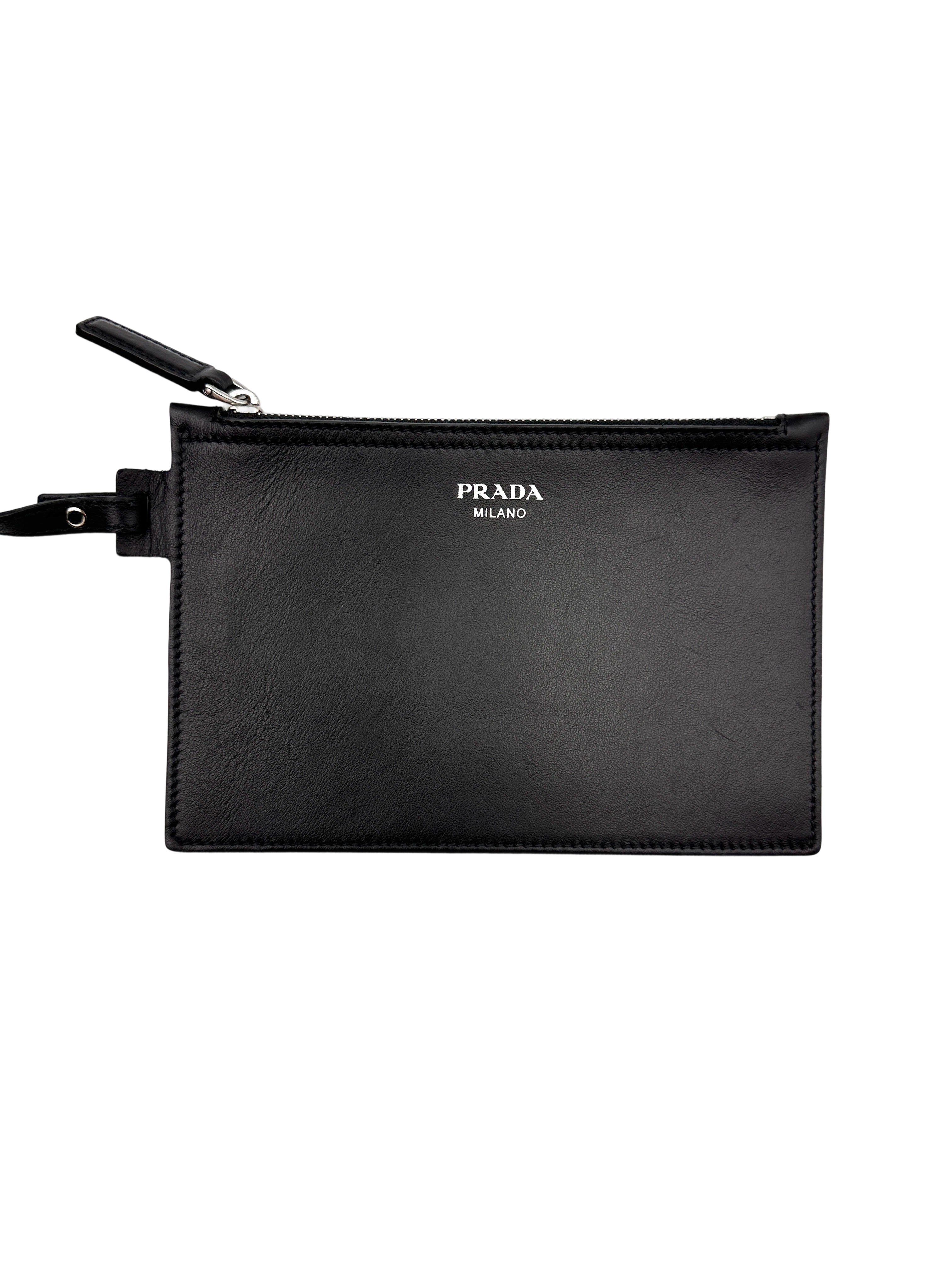 Prada Black Leather Shopping Tote Handle Bag IRIS204