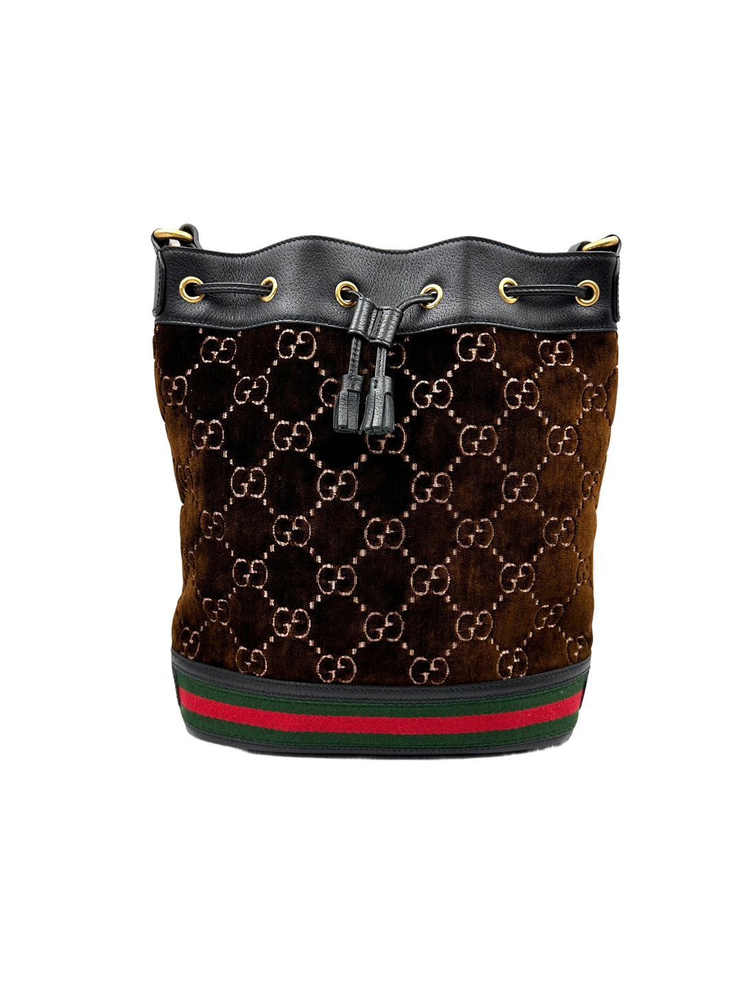Gucci Ophidia GG Brown Velvet Bucket Bag GG905