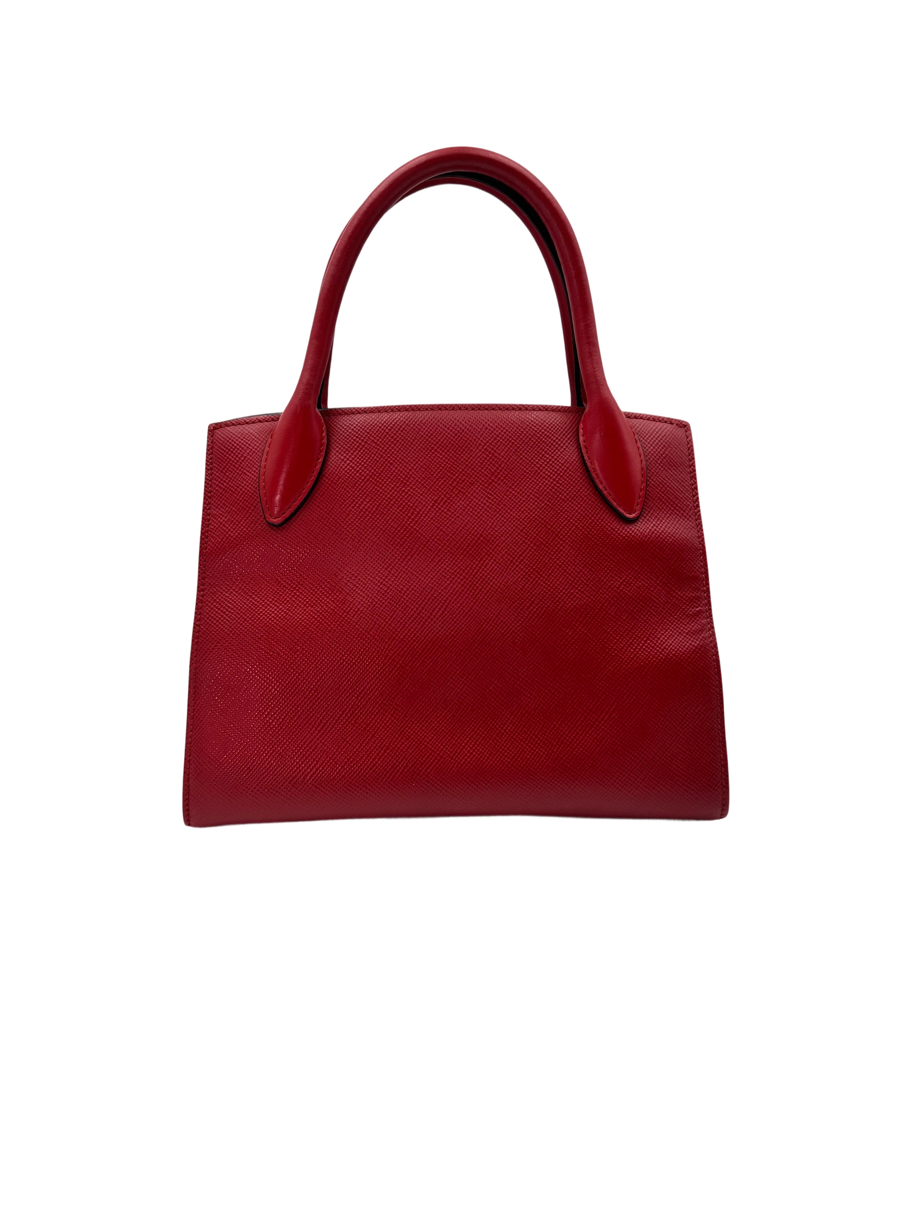 Prada Monochrome Red Saffiano Lux Tote Handle Bag PR301
