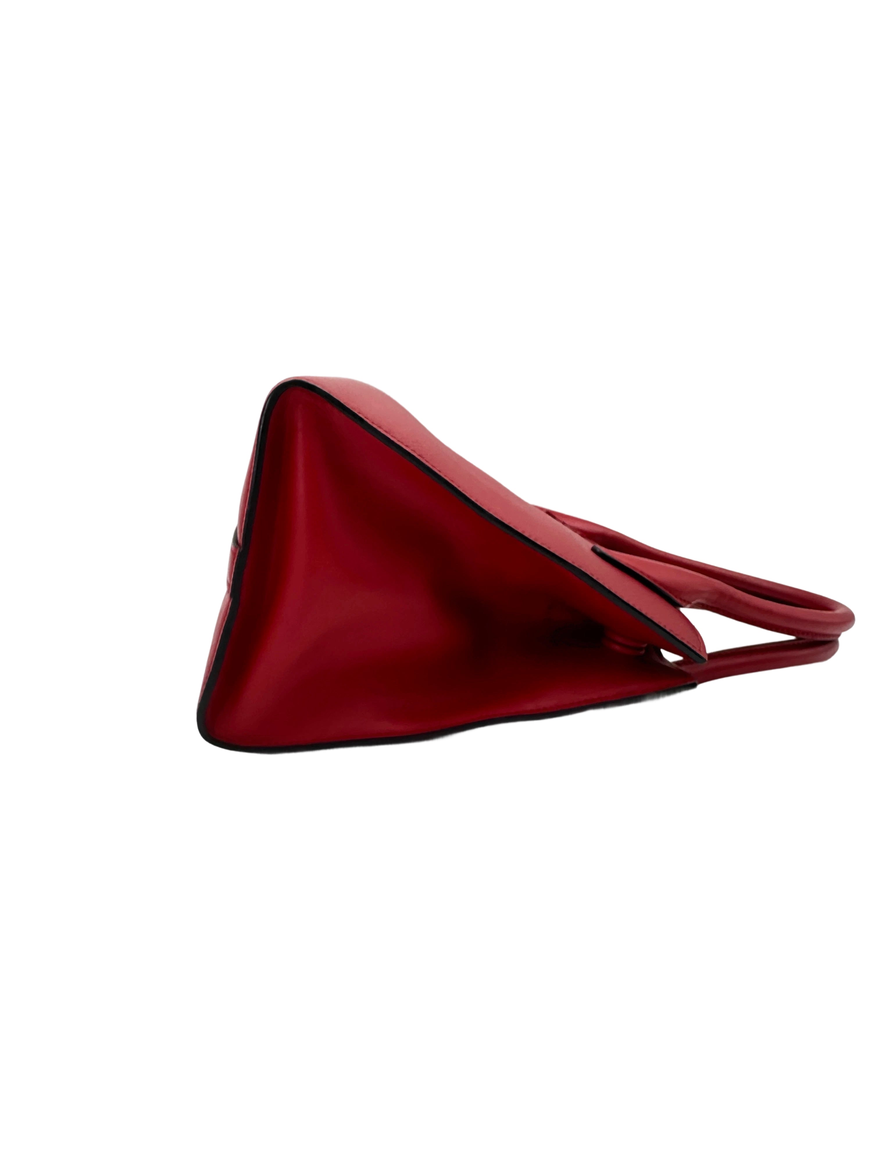Prada Monochrome Red Saffiano Lux Tote Handle Bag PR301