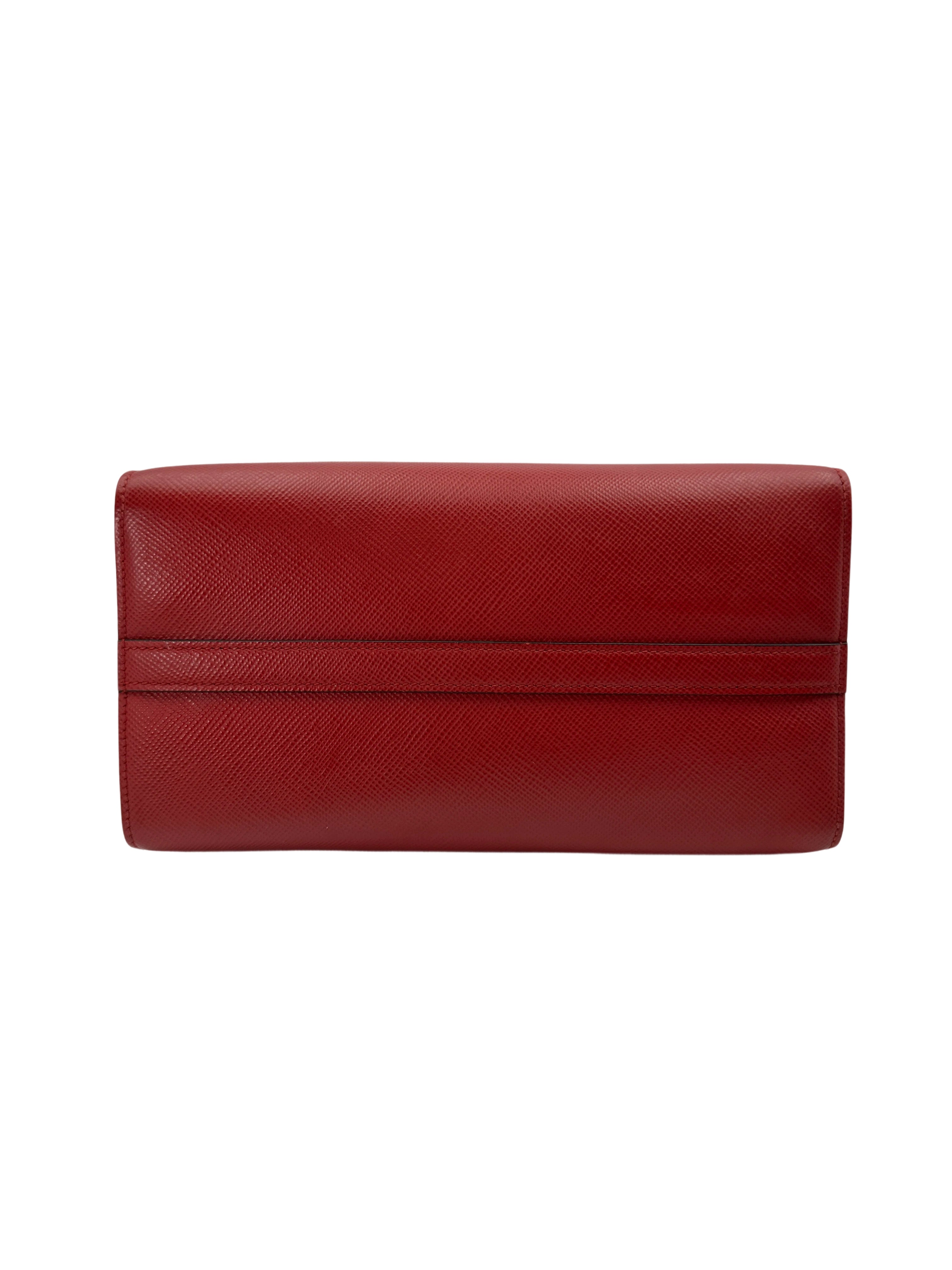 Prada Monochrome Red Saffiano Lux Tote Handle Bag PR301