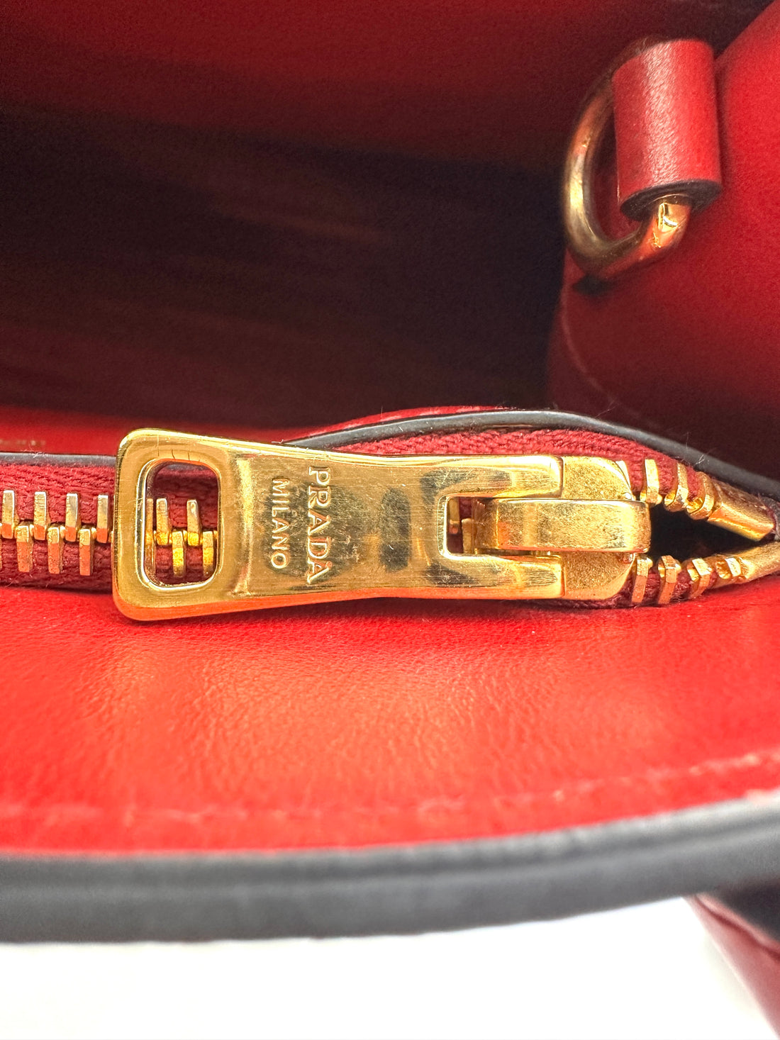 Prada Monochrome Red Saffiano Lux Tote Handle Bag PR301