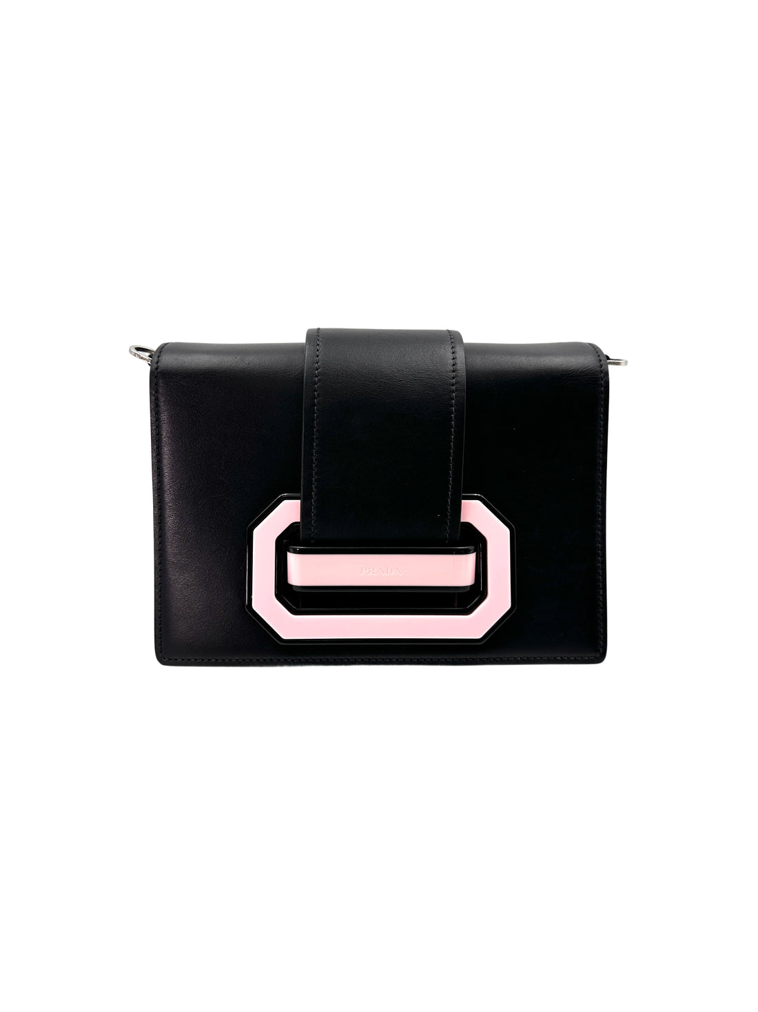 Prada Plex Ribbon Black/Pink Leather Shoulder Bag PR302