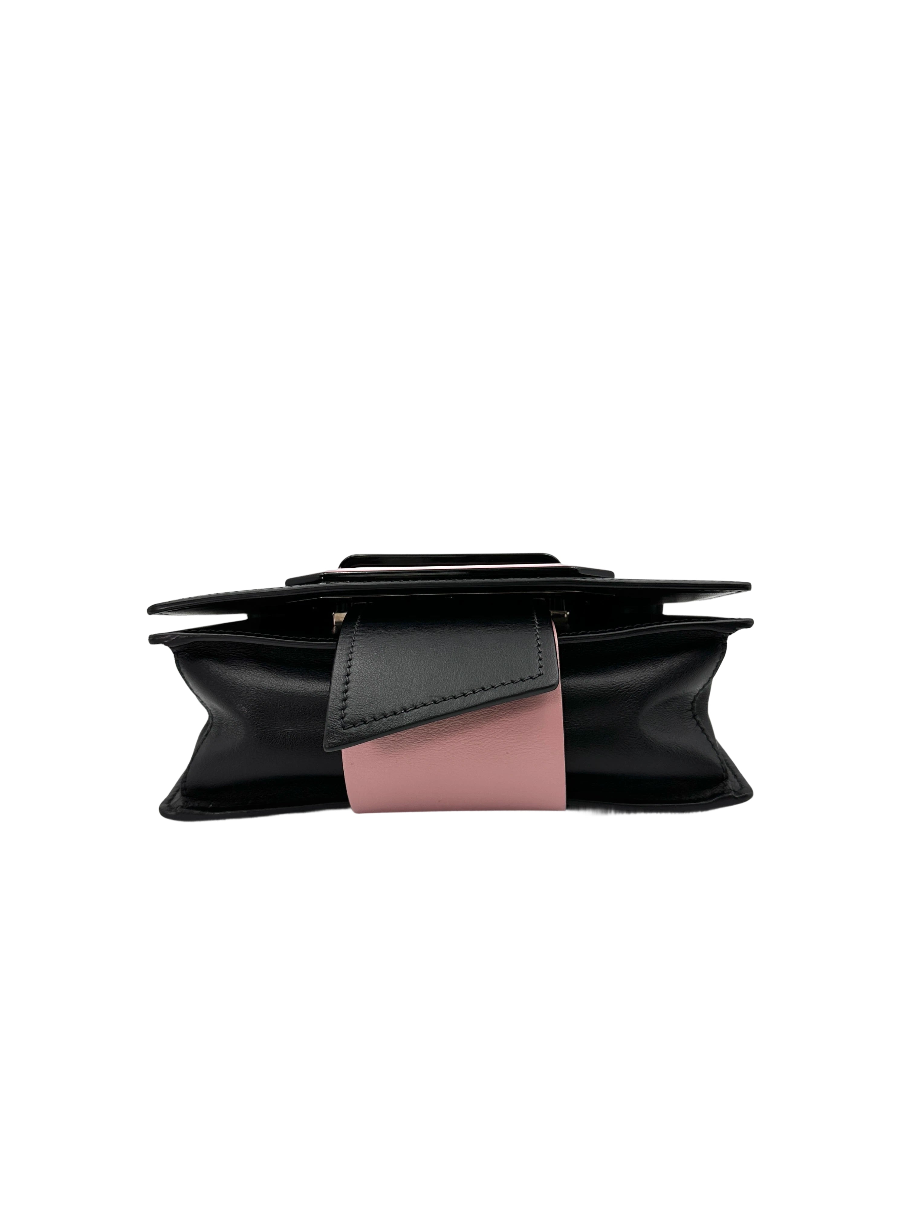 Prada Plex Ribbon Black/Pink Leather Shoulder Bag PR302
