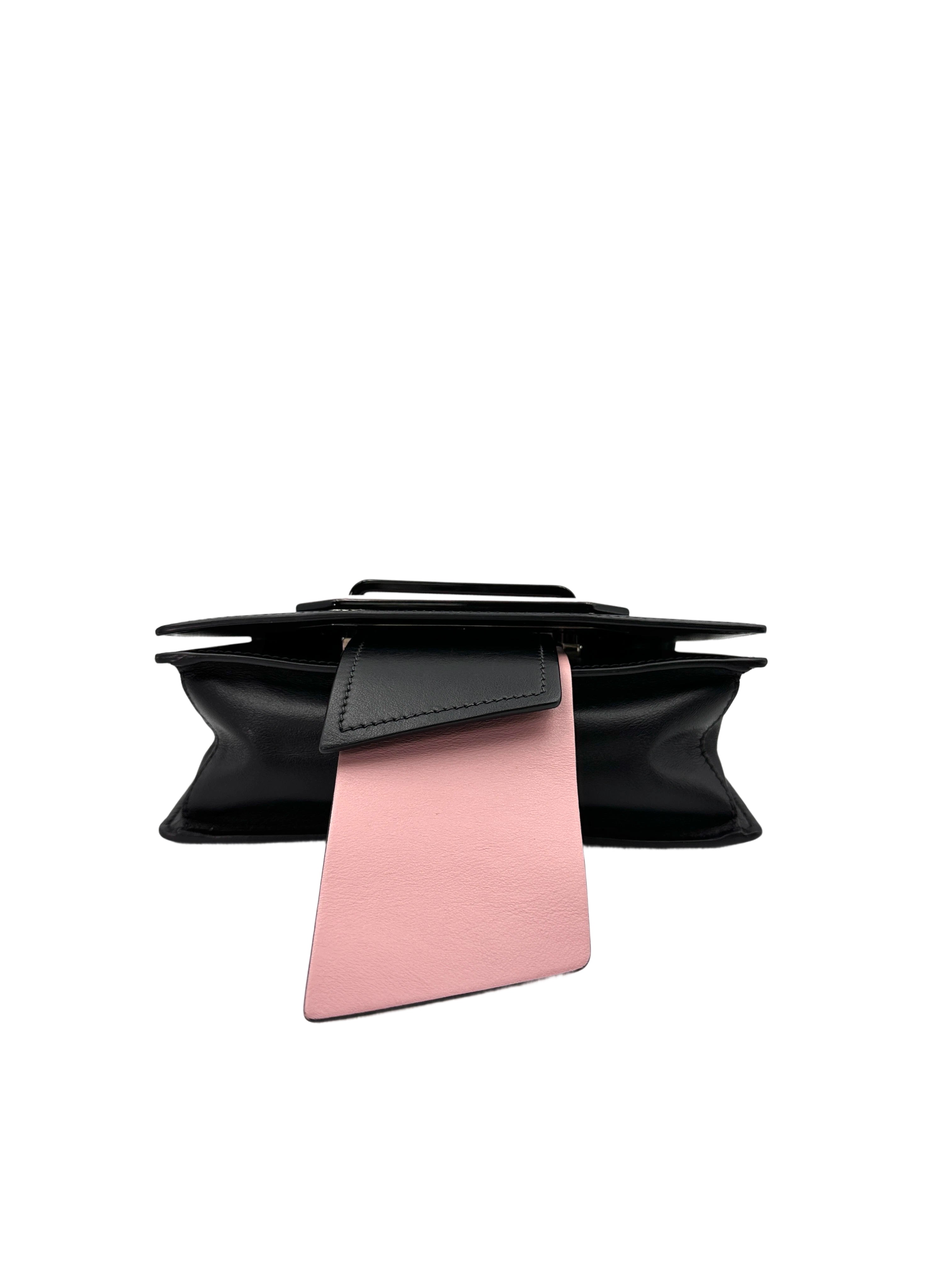 Prada Plex Ribbon Black/Pink Leather Shoulder Bag PR302