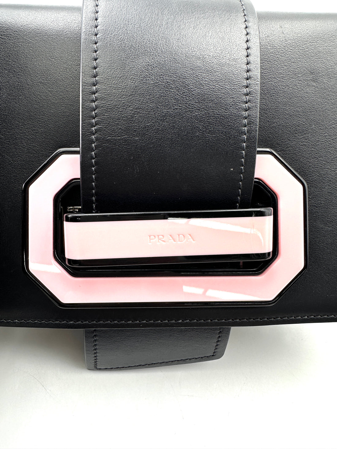 Prada Plex Ribbon Black/Pink Leather Shoulder Bag PR302