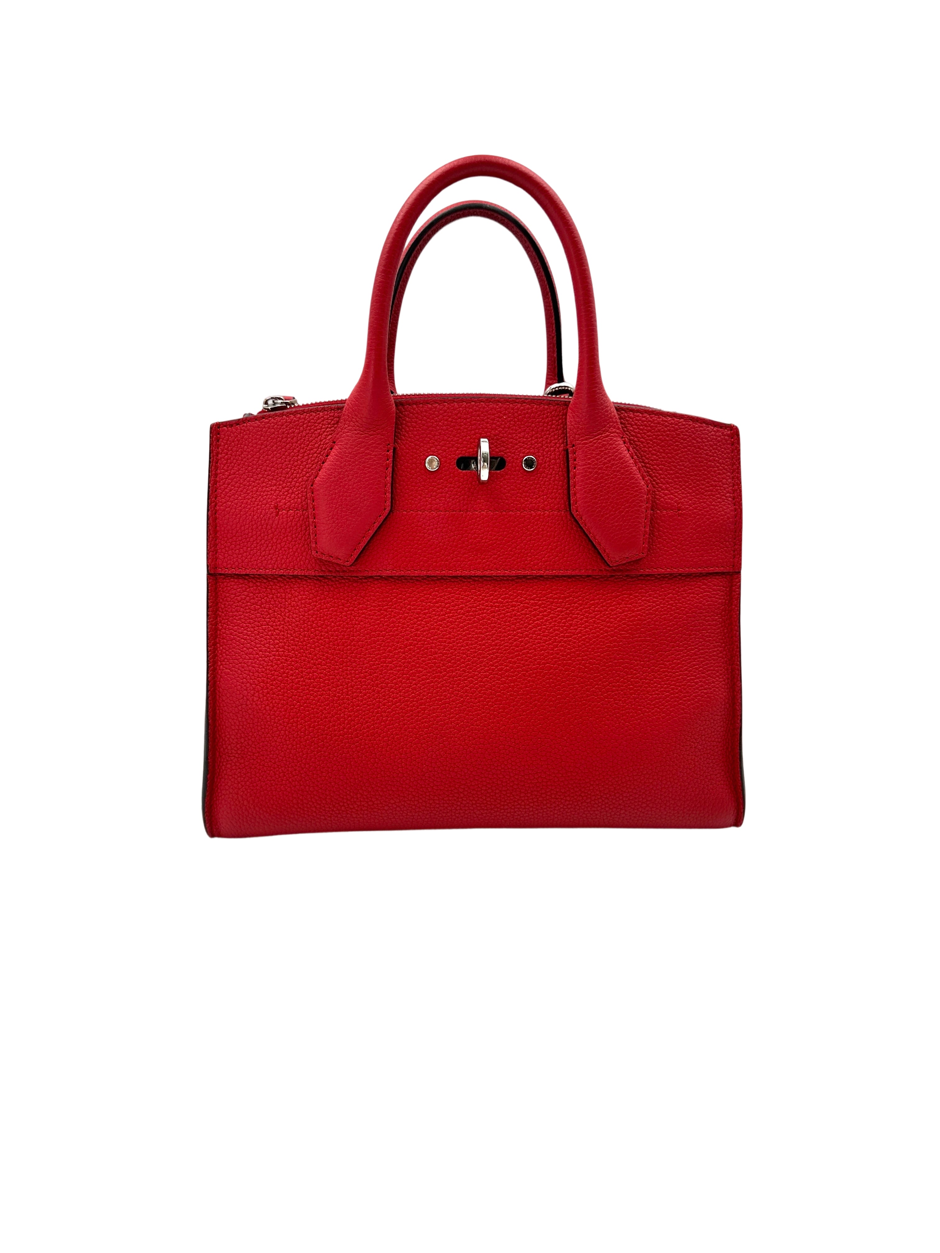 Louis Vuitton City Steamer Red Grained Leather Handle Bag LV2577