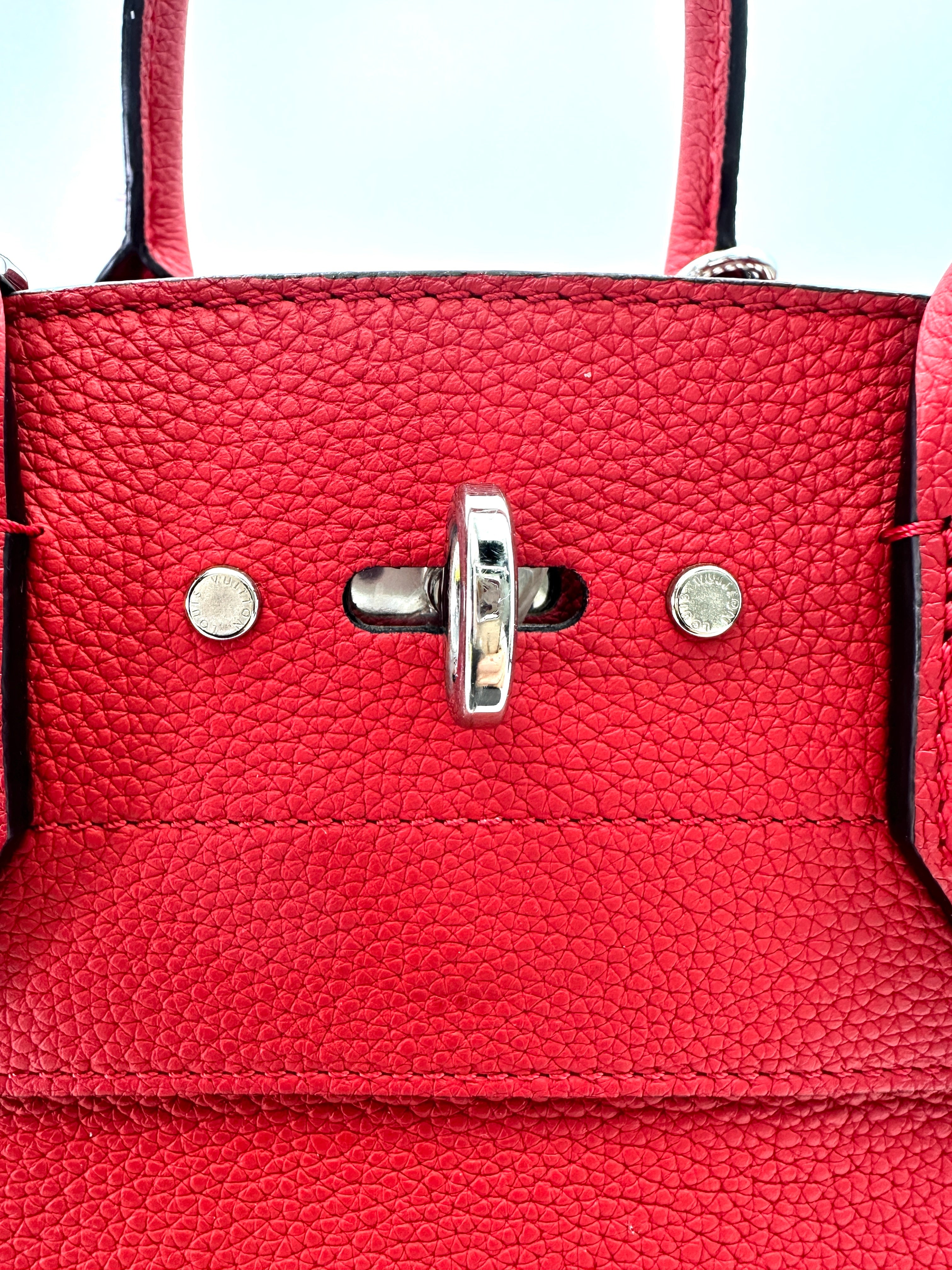 Louis Vuitton City Steamer Red Grained Leather Handle Bag LV2577