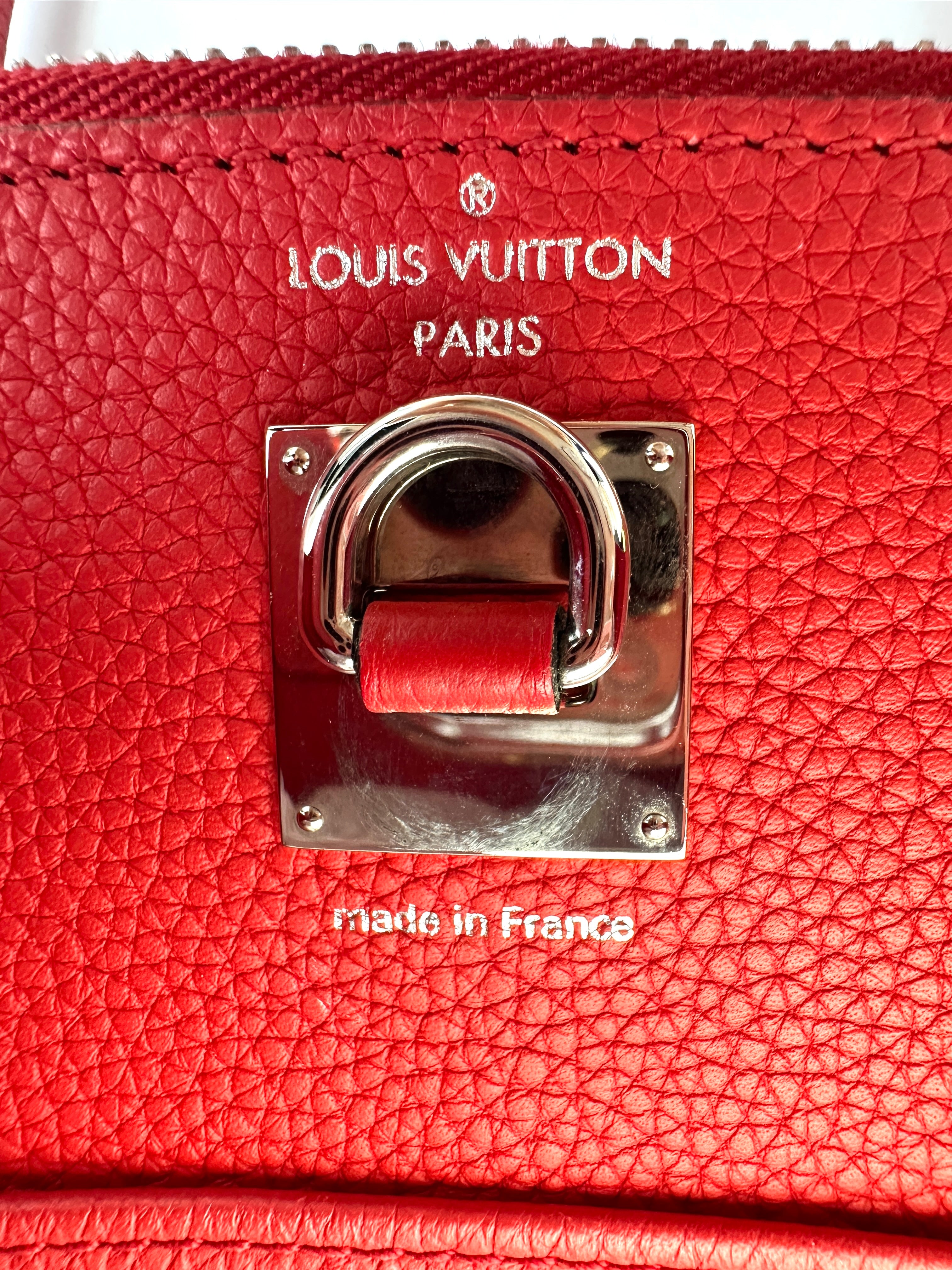 Louis Vuitton City Steamer Red Grained Leather Handle Bag LV2577