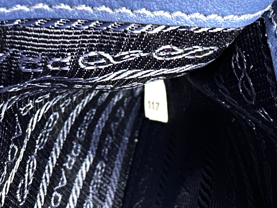 Prada Monochrome Blue Saffiano Lux Small Size Tote Handle Bag PR300