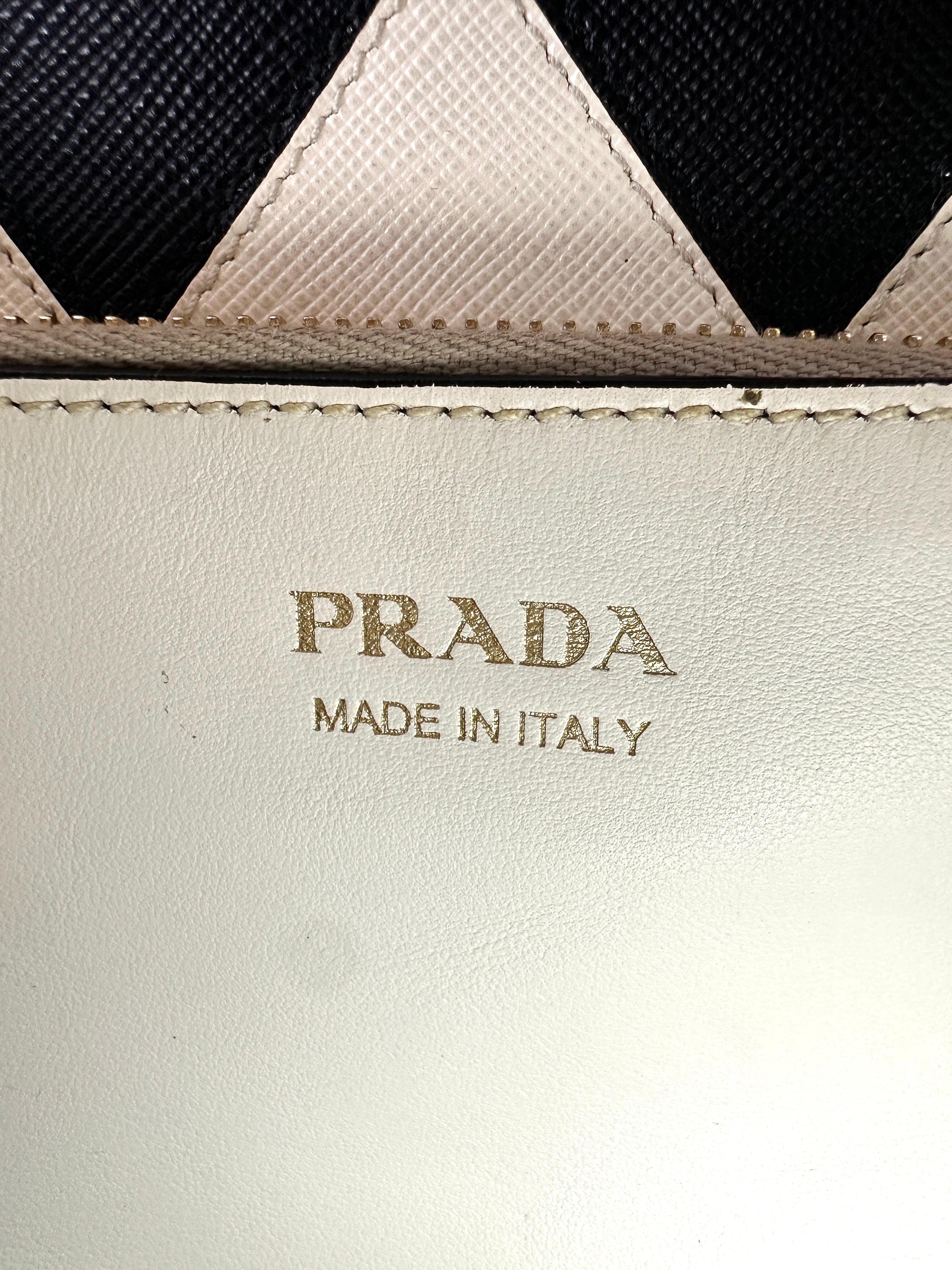 Prada Paradigme White Saffiano Leather Small Size Tote Handle Bag IRIS206