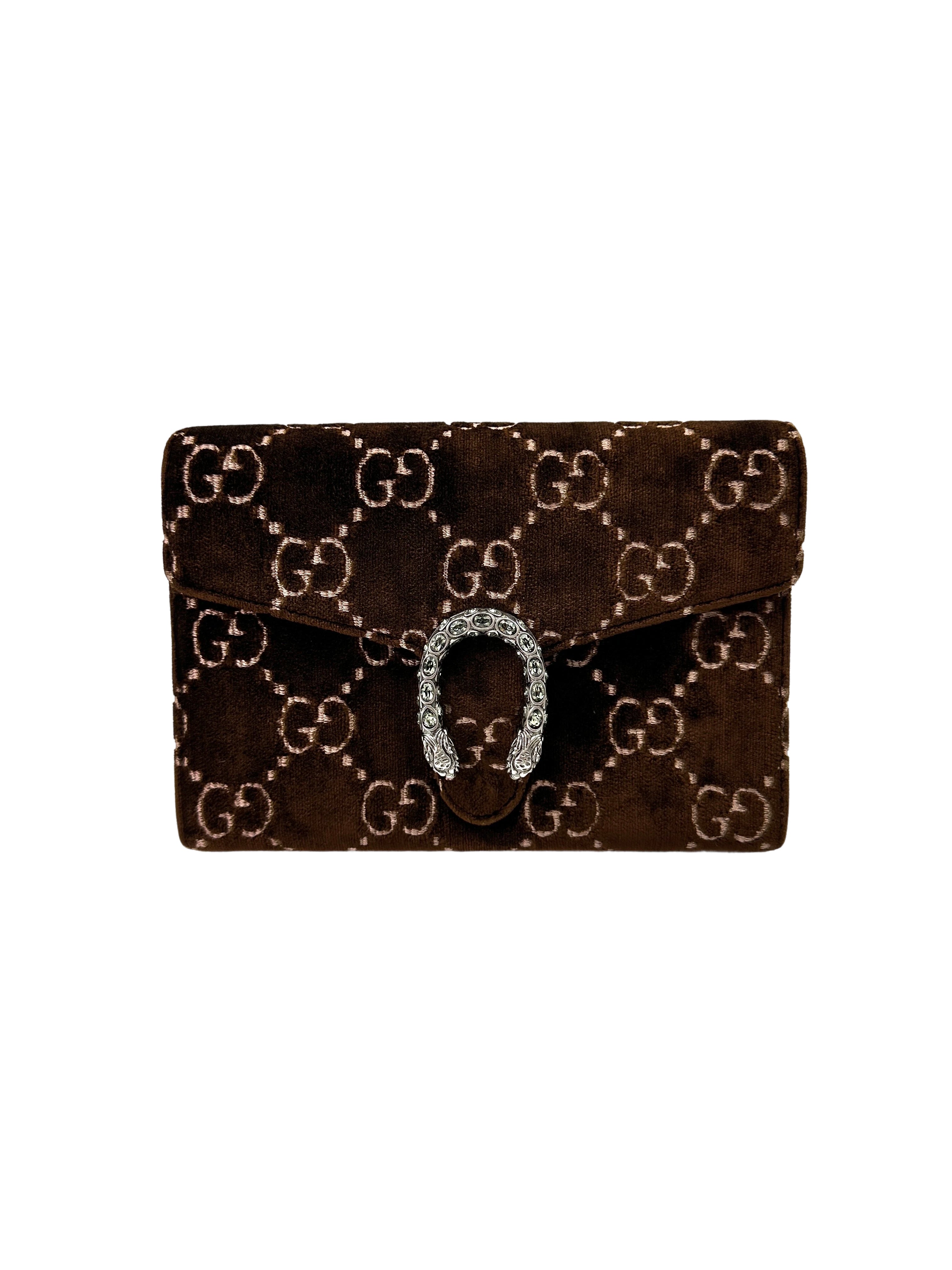 Gucci Dionysus Brown Velvet Wallet On Chain GG906