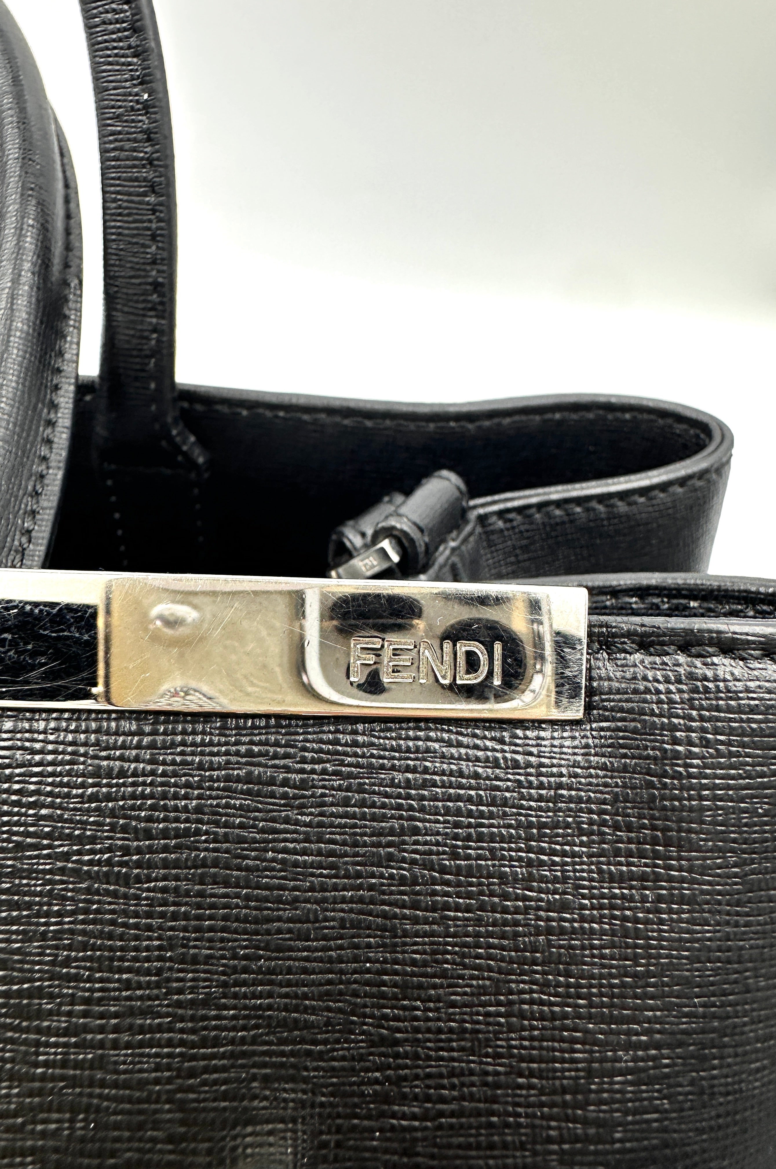 Fendi 2Jours Black Monster Eyes Studded Tote Handle Bag FF102