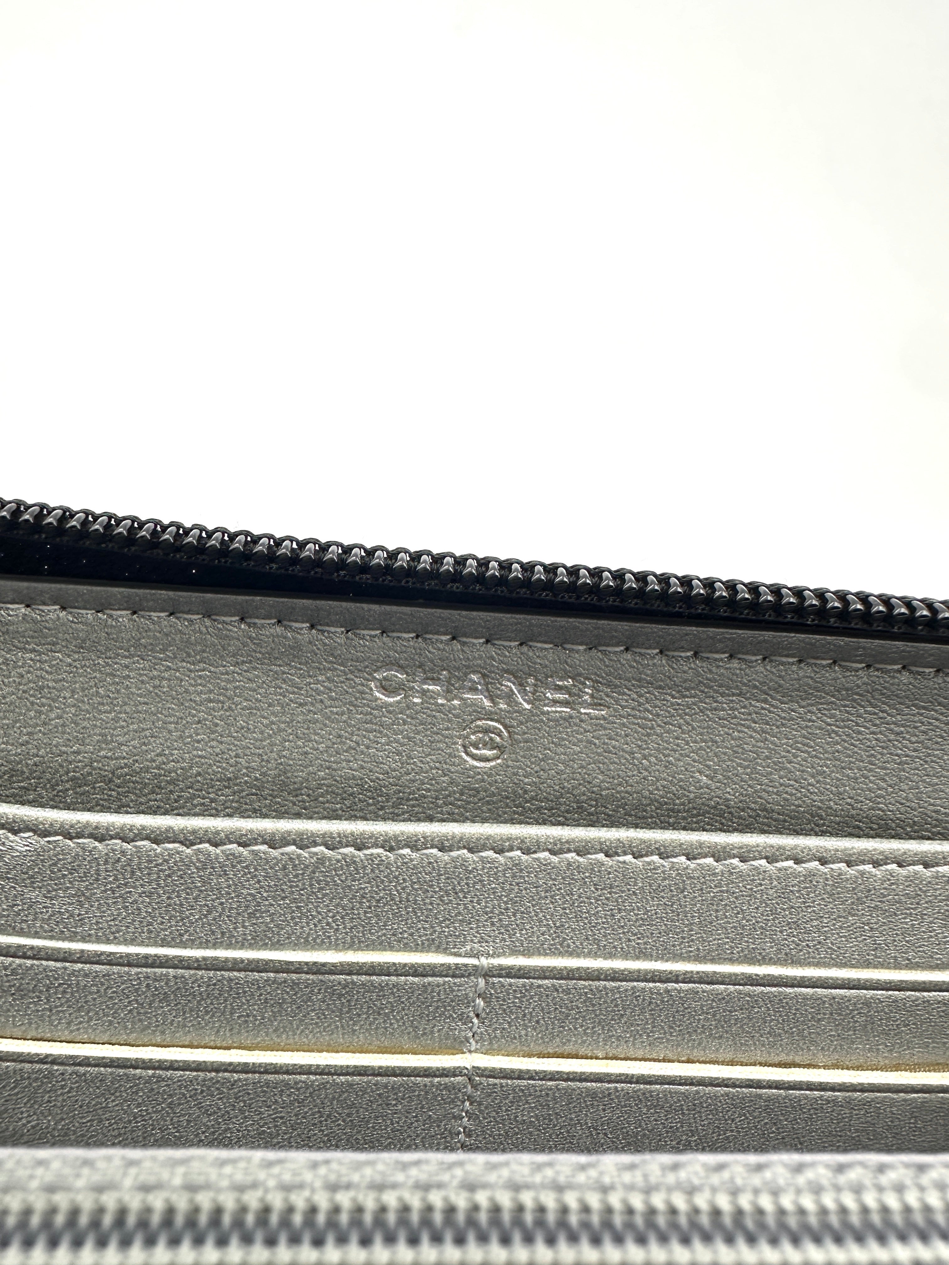 Chanel Camellia Embossed Black Leather Flap Long Wallet(17***72) CC1872