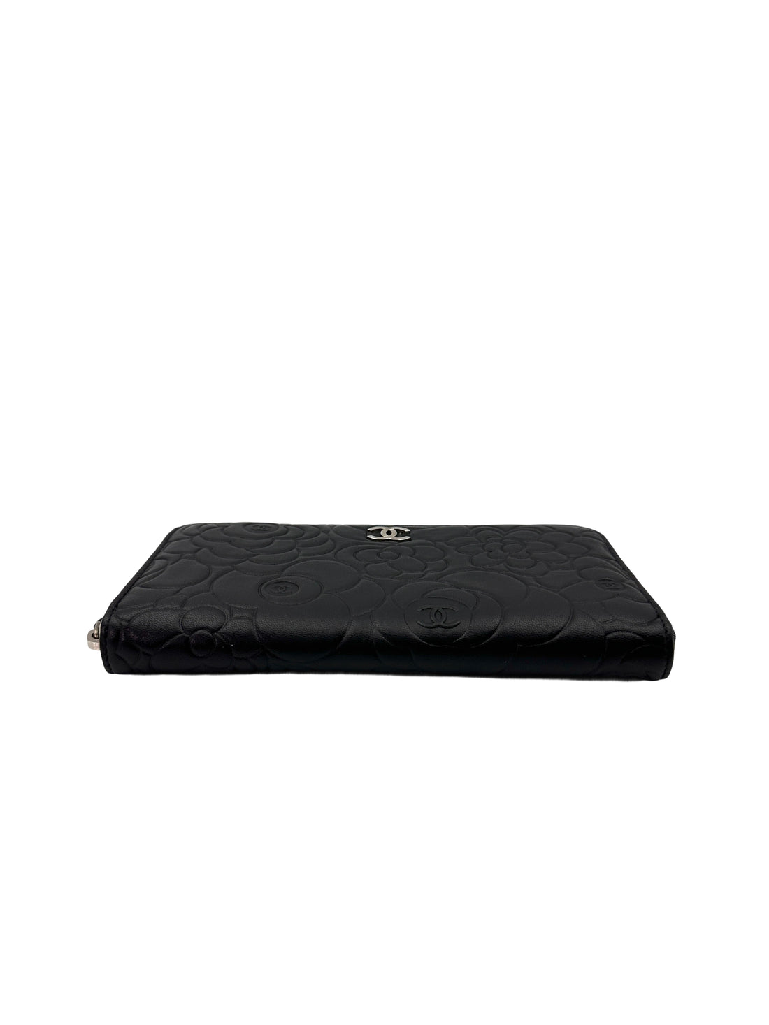 Chanel Camellia Embossed Black Leather Flap Long Wallet(17***72) CC1872