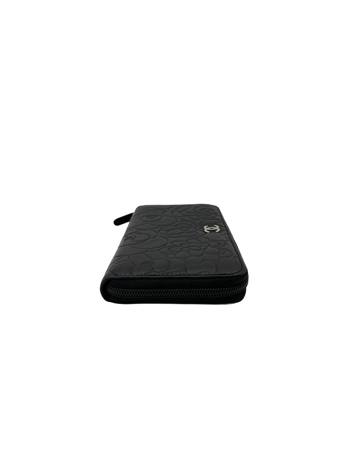 Chanel Camellia Embossed Black Leather Flap Long Wallet(17***72) CC1872
