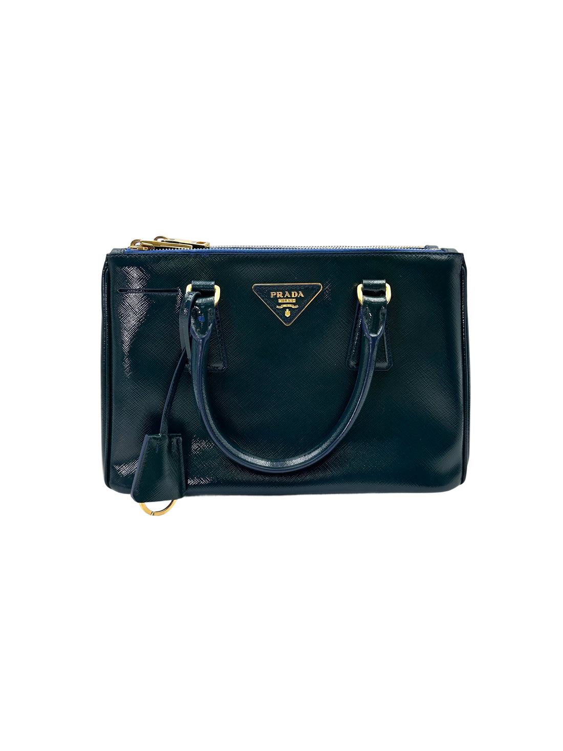 Prada Galleria Dark Green Saffiano Leather Handle Bag PR304