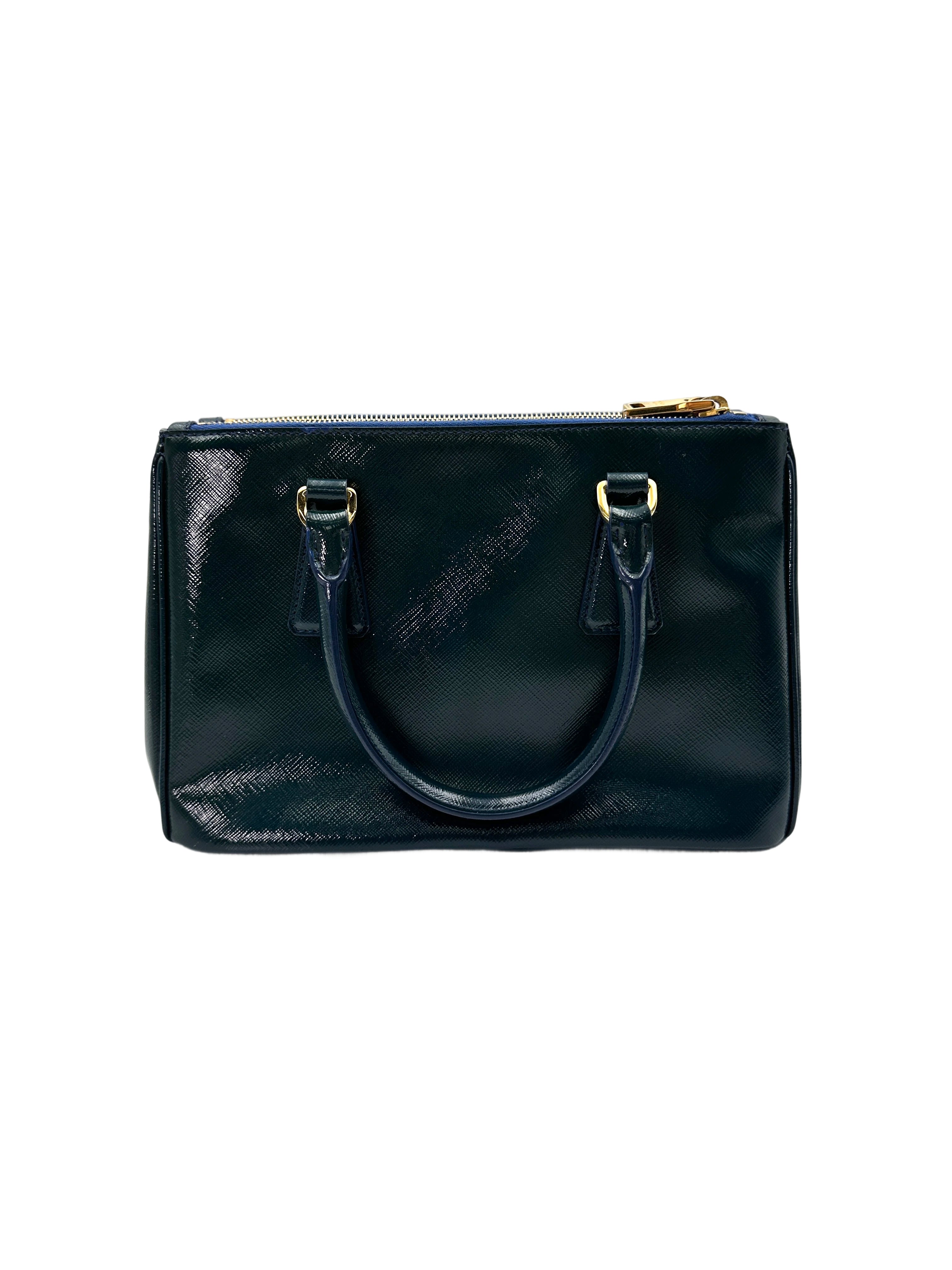 Prada Galleria Dark Green Saffiano Leather Handle Bag PR304