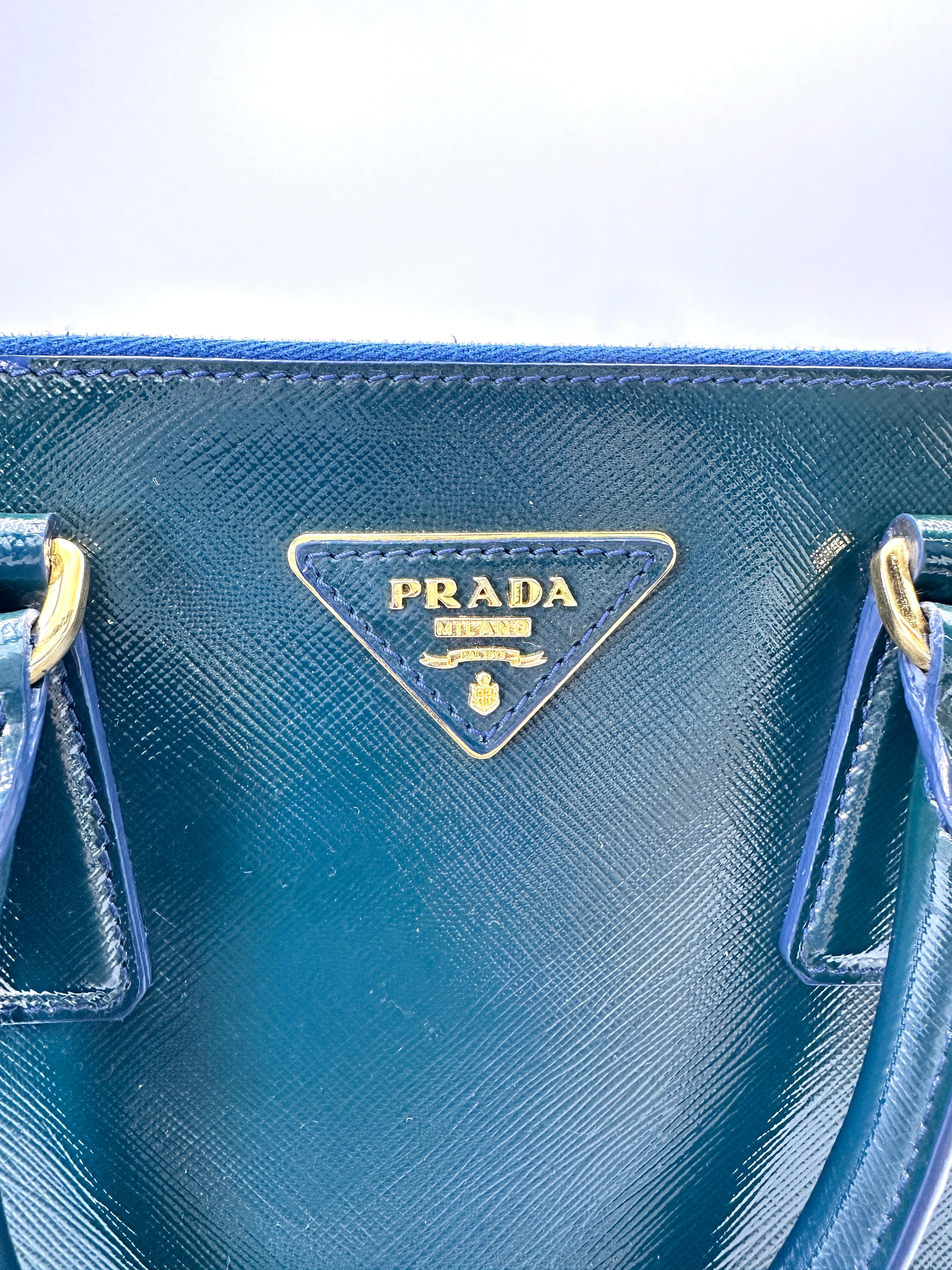 Prada Galleria Dark Green Saffiano Leather Handle Bag PR304